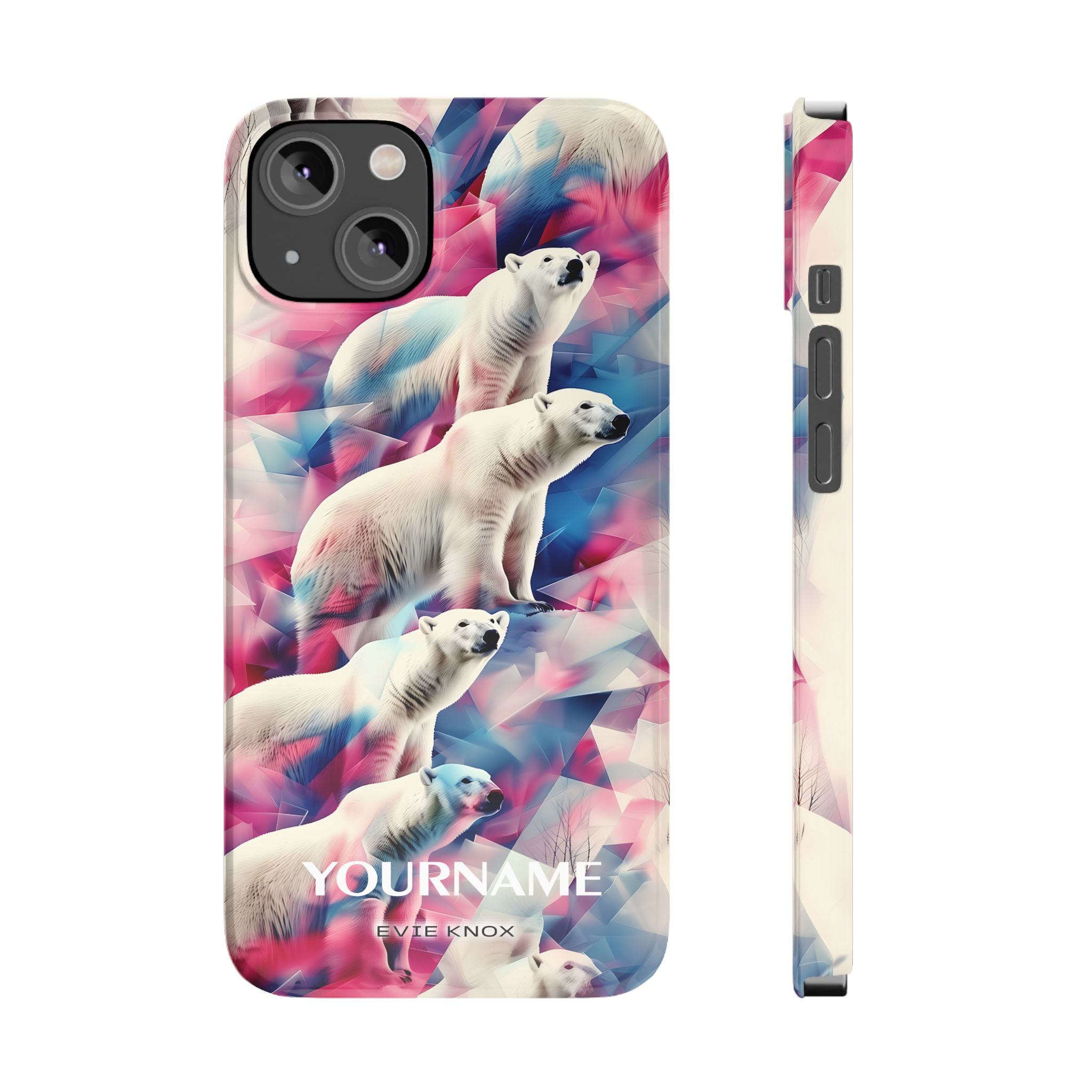 Polar Bear Prism Slim Phone Case — Colorful Personalizable Arctic Design