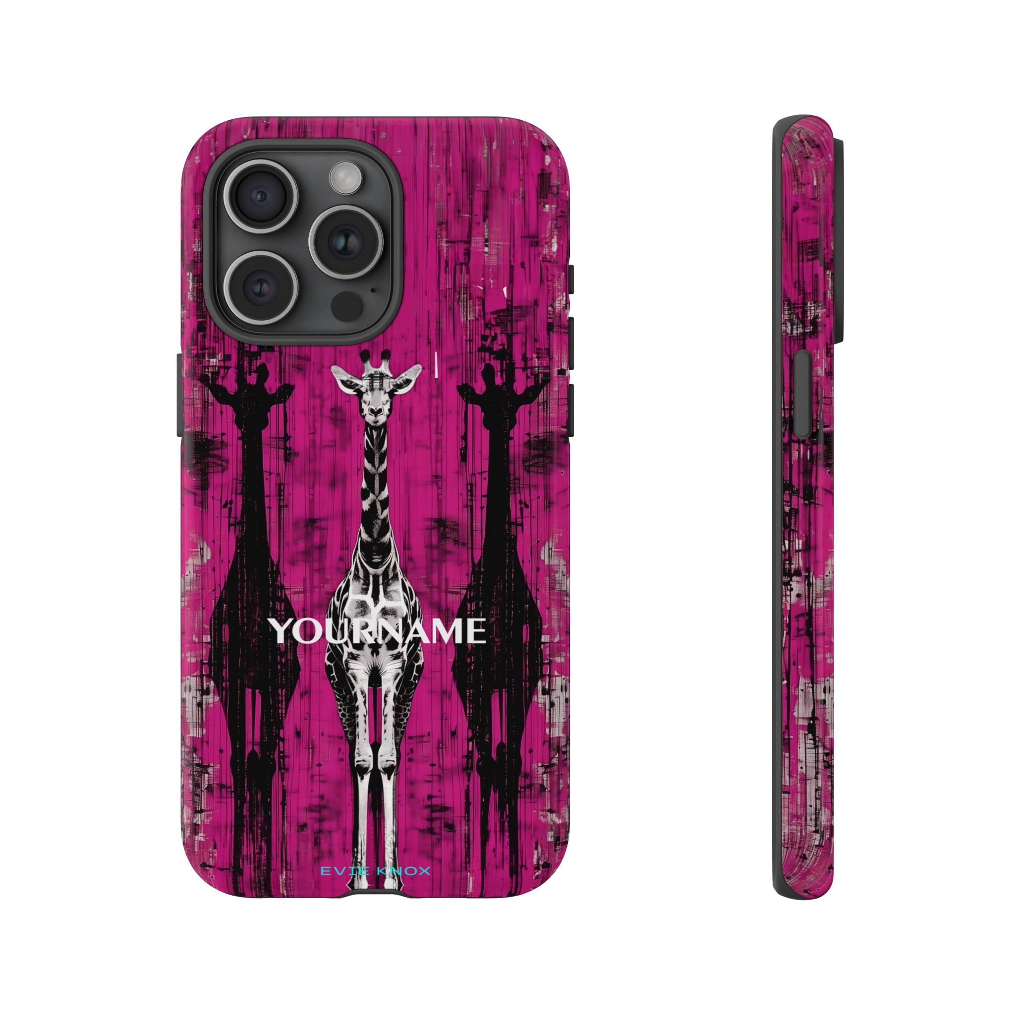 Giraffes on Berry iPhone Tough Case — Glossy Full‑Wrap Protection