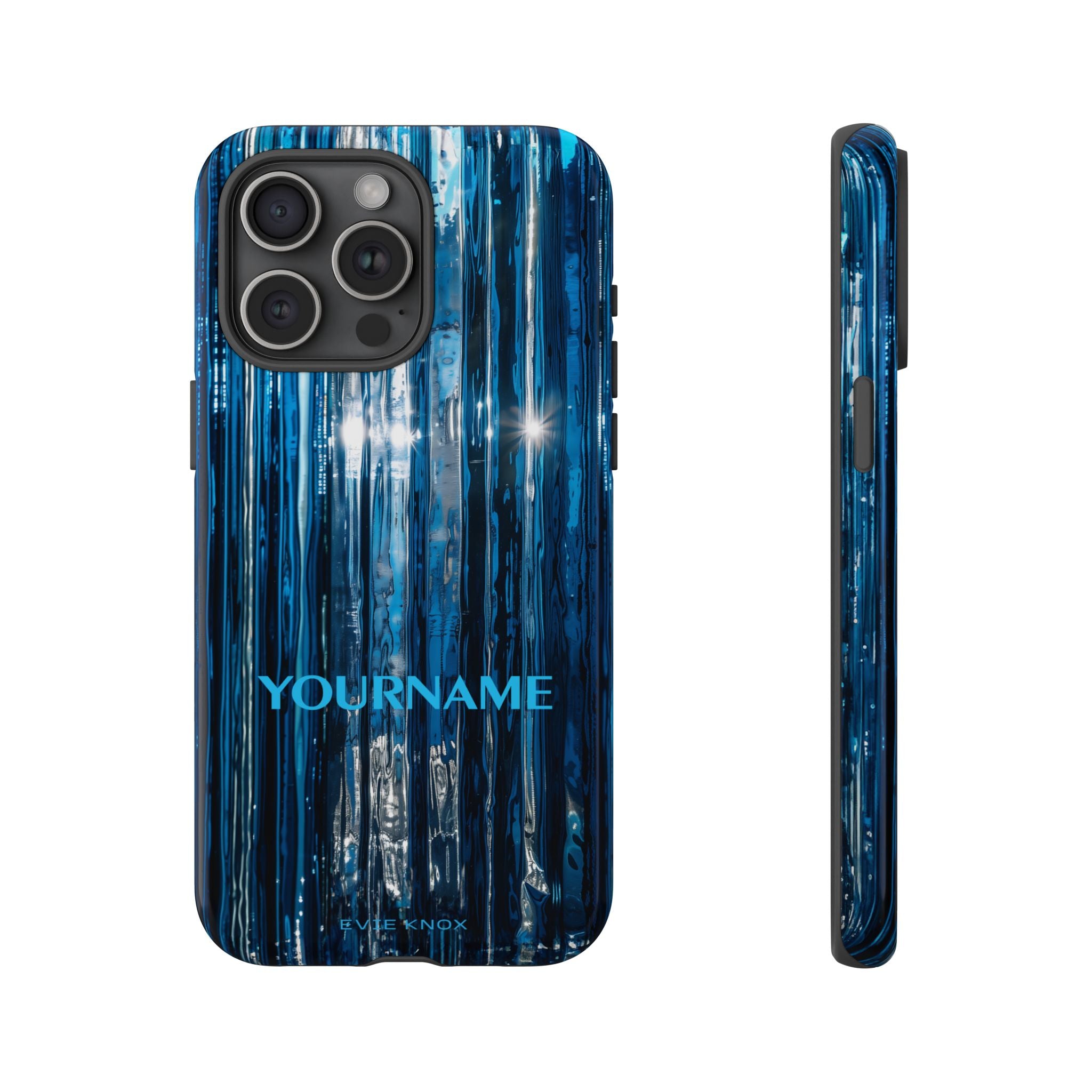 Blue Ribbed Art Glass Effect Tough iPhone Case - Personalized Phone case