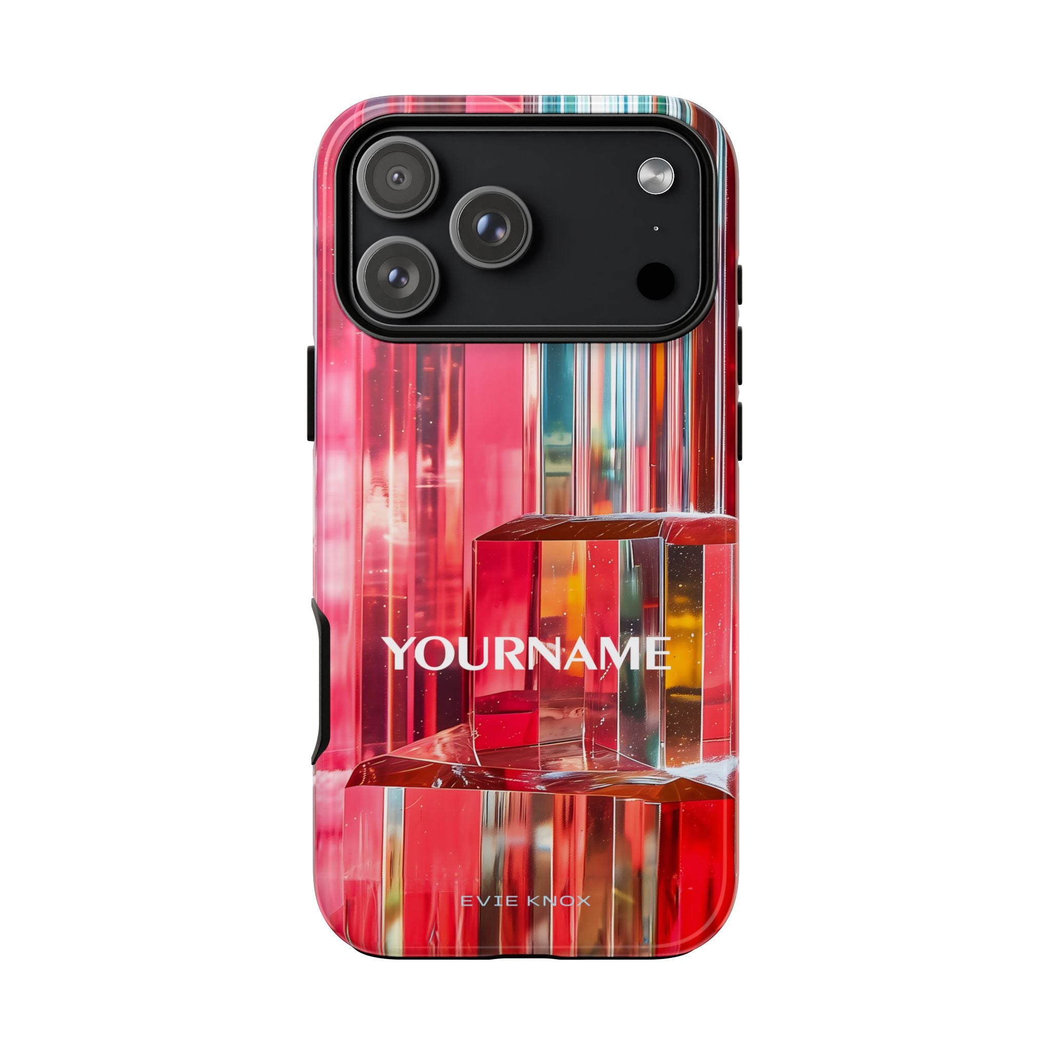 Abstract Prism Tough Phone Case — Red Geometric Crystal Design