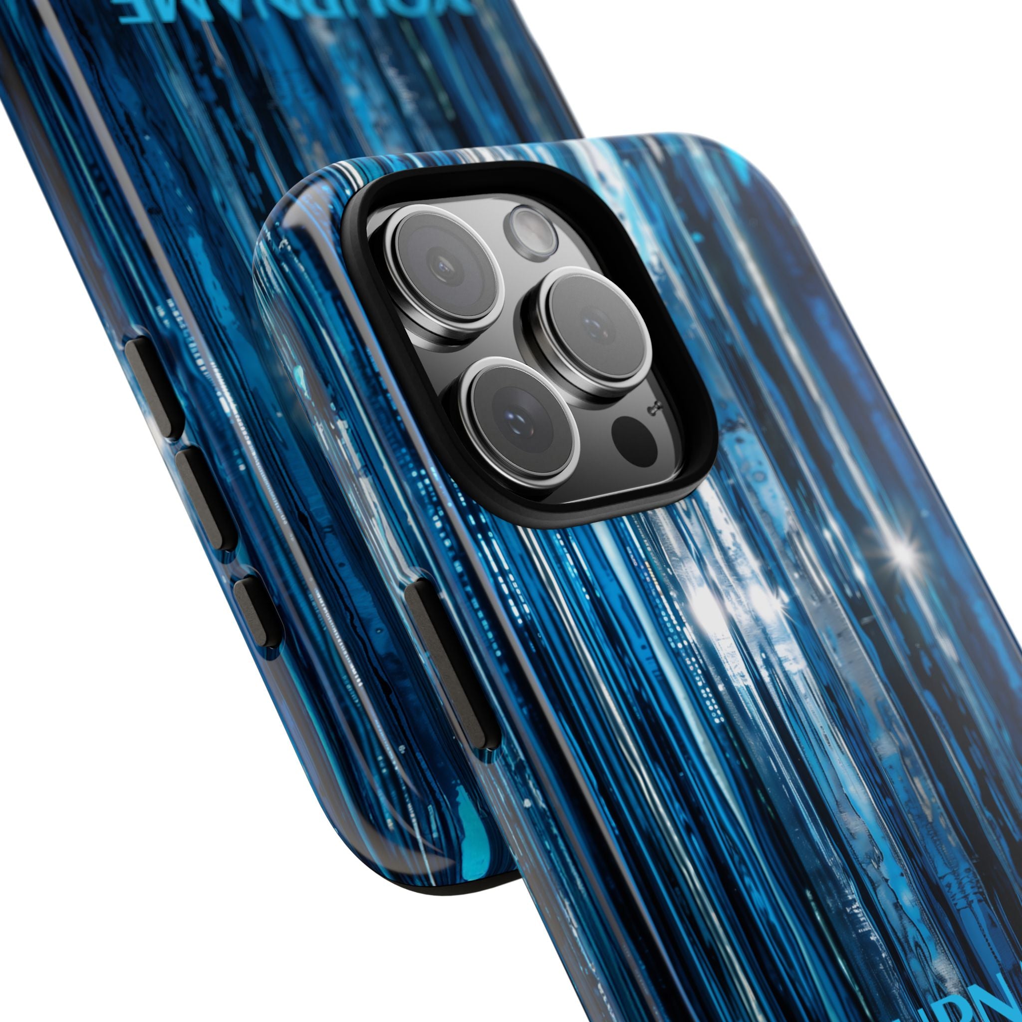 Blue Ribbed Art Glass Effect Tough iPhone Case - Personalized Phone case
