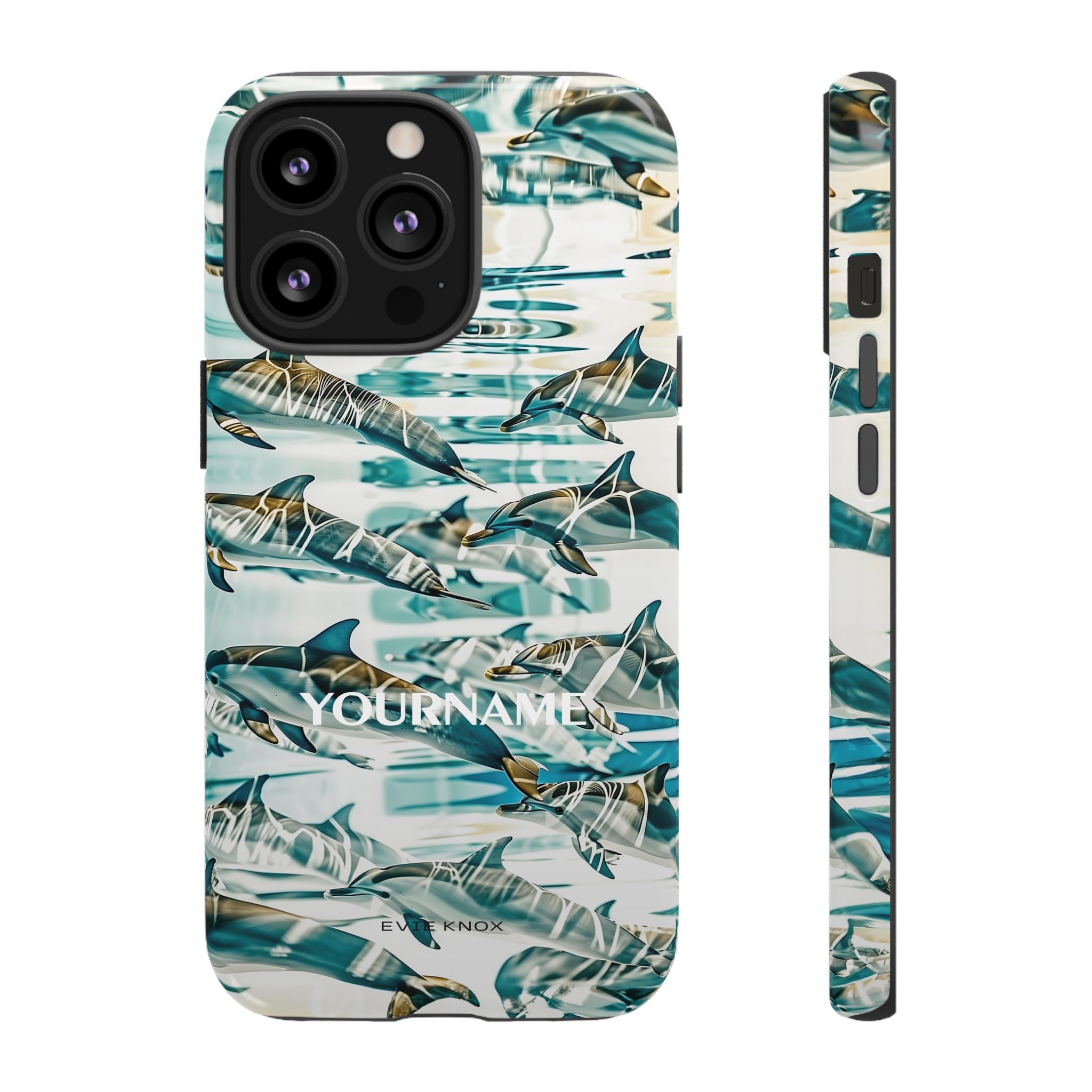 Dolphin Wave Tough Phone Case — Personalized Ocean Print