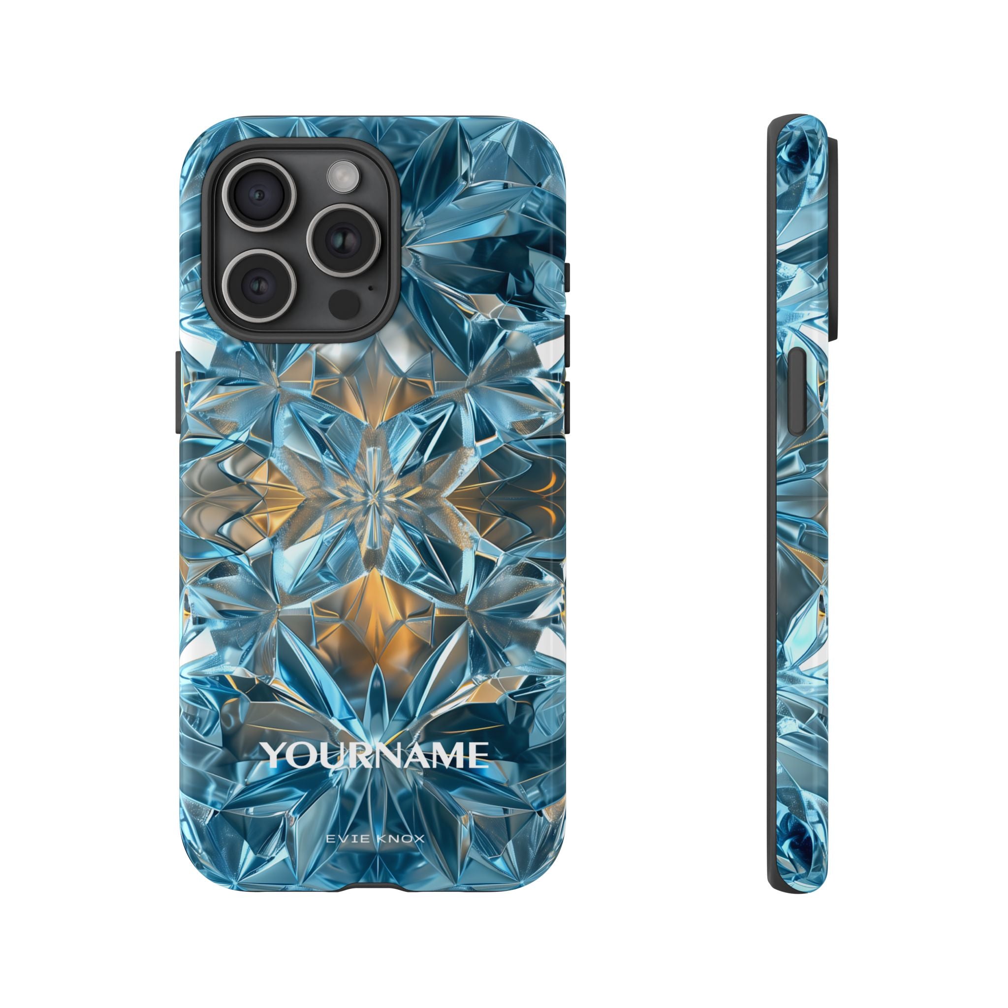 Blue Crystal Kaleidoscope Phone Case — Tough Protective iPhone Cover