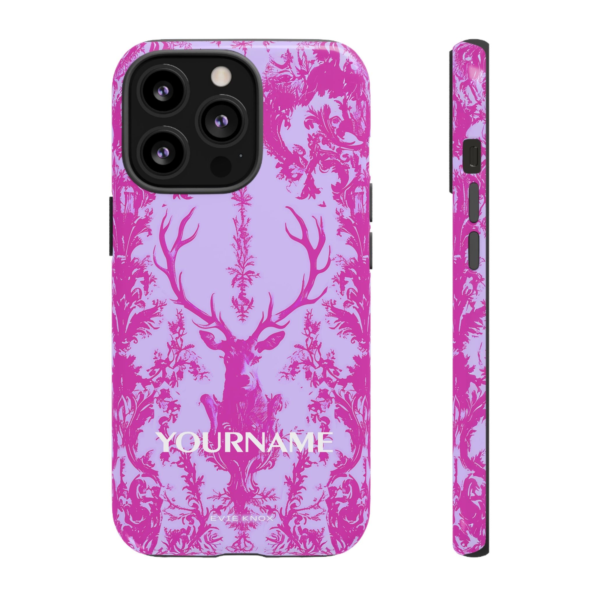 Pink Baroque Deer Tough iPhone Case — Floral Antler Pattern