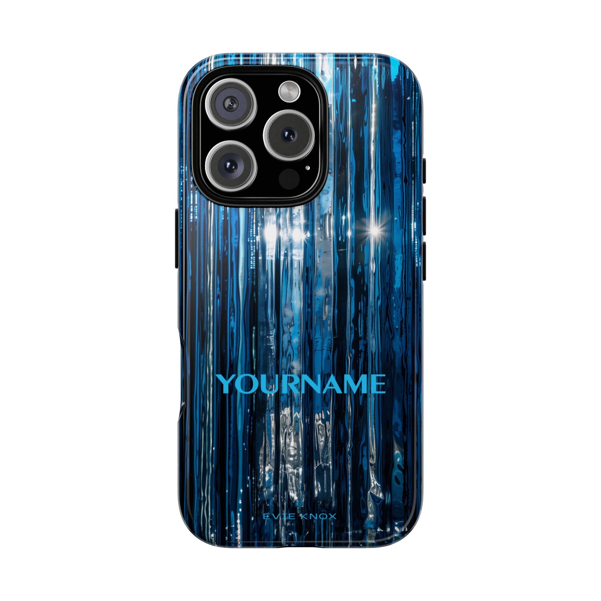 Blue Ribbed Art Glass Effect Tough iPhone Case - Personalized Phone case