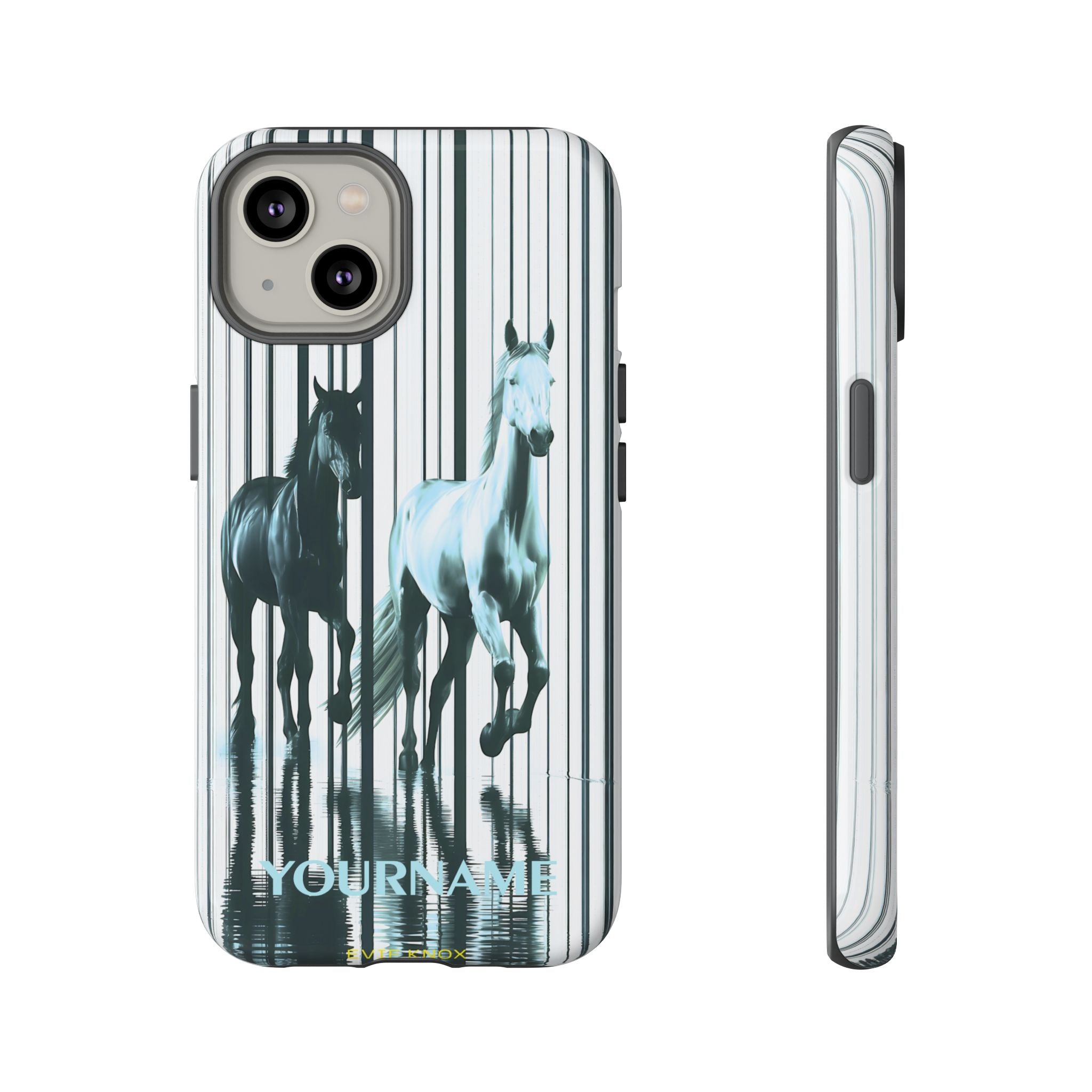 Stallion Mirage Tough iPhone Case – Galloping Horse Black & White Design