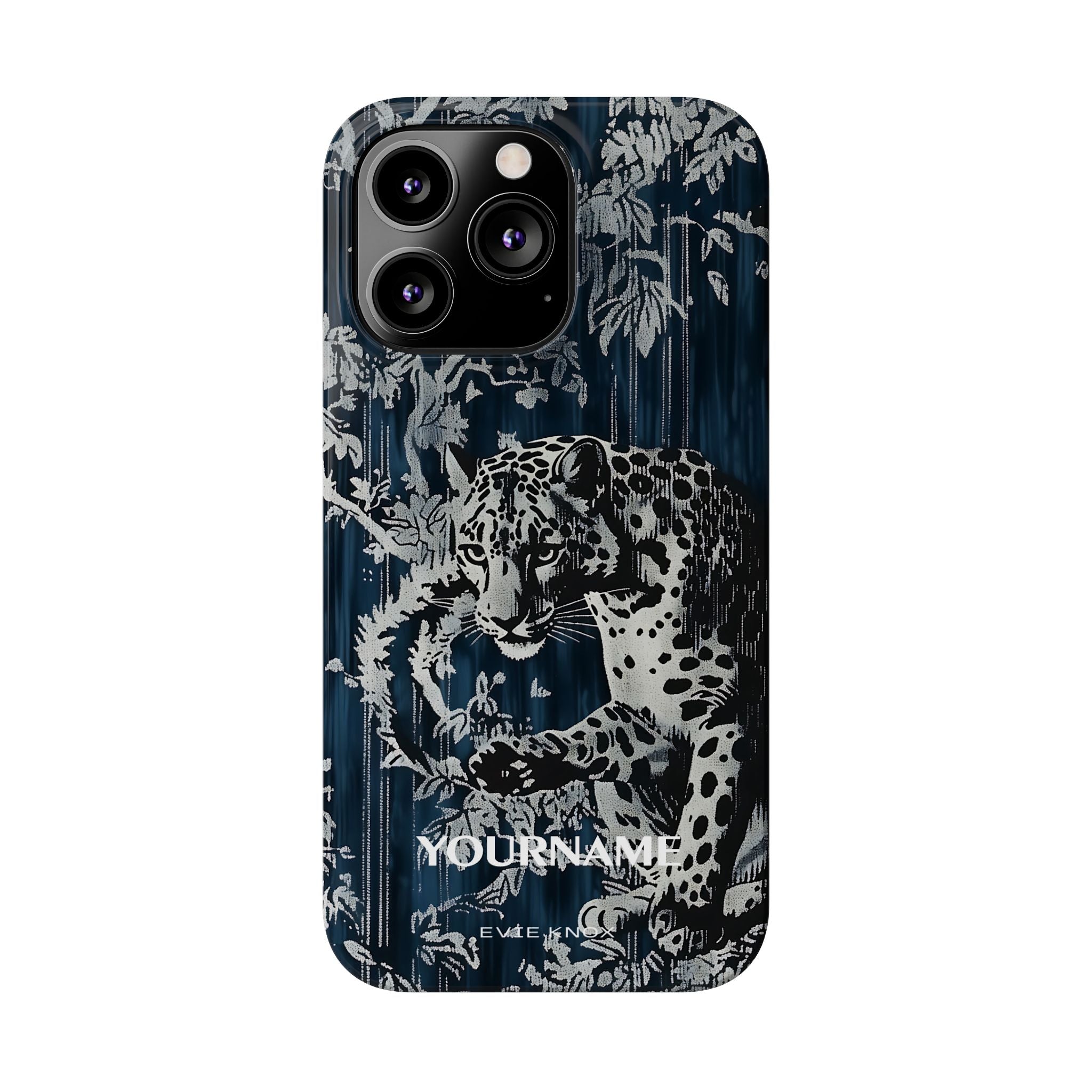 Indigo Leopard Slim Phone Case — Night Jungle Panther Design