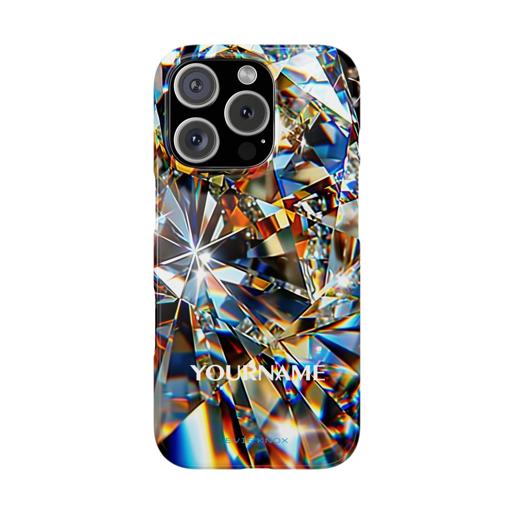 Crystal Facet Slim Phone Case — Iridescent Diamond Pattern