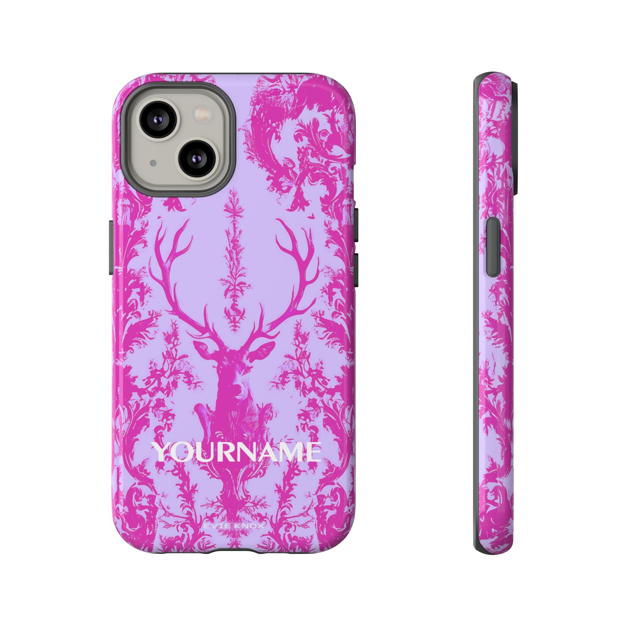 Pink Baroque Deer Tough iPhone Case — Floral Antler Pattern