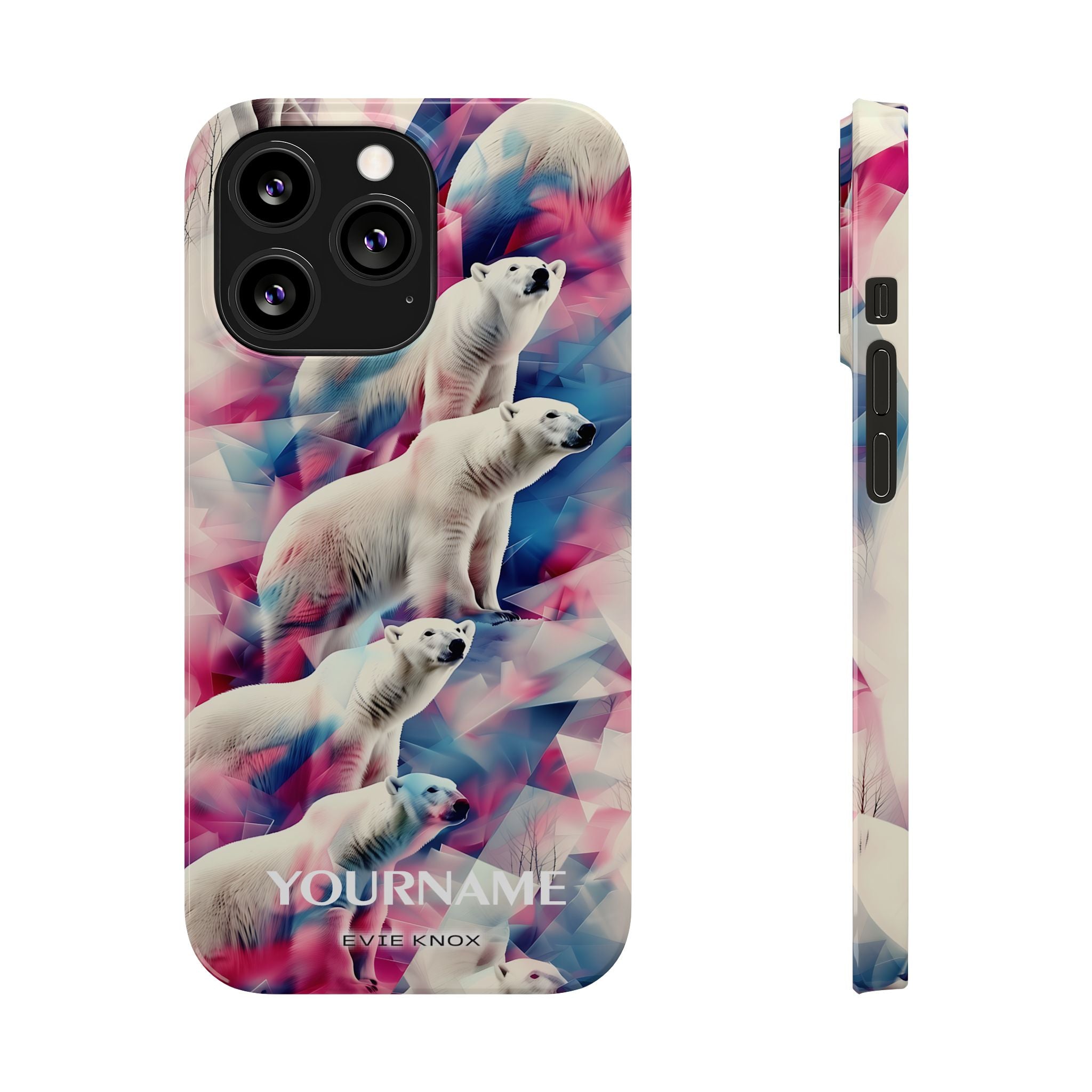 Polar Bear Prism Slim Phone Case — Colorful Personalizable Arctic Design