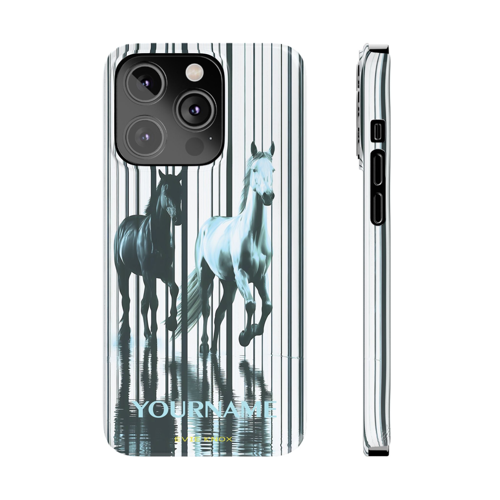 Stallion Mirage Slim iPhone Case – Galloping Horse Black & White Design