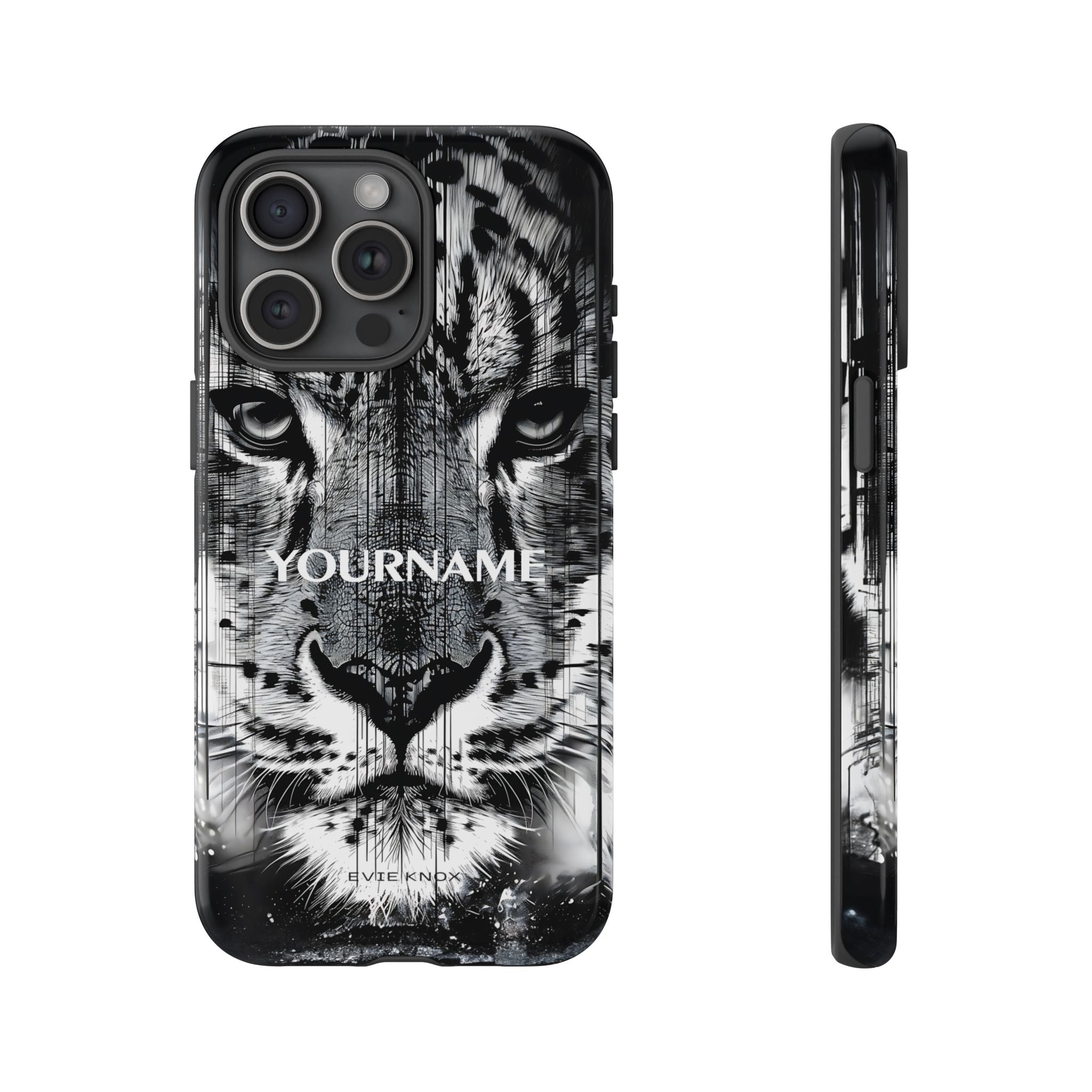 Siberian Tiger Face Tough iPhone Case — Black & White Protective Case