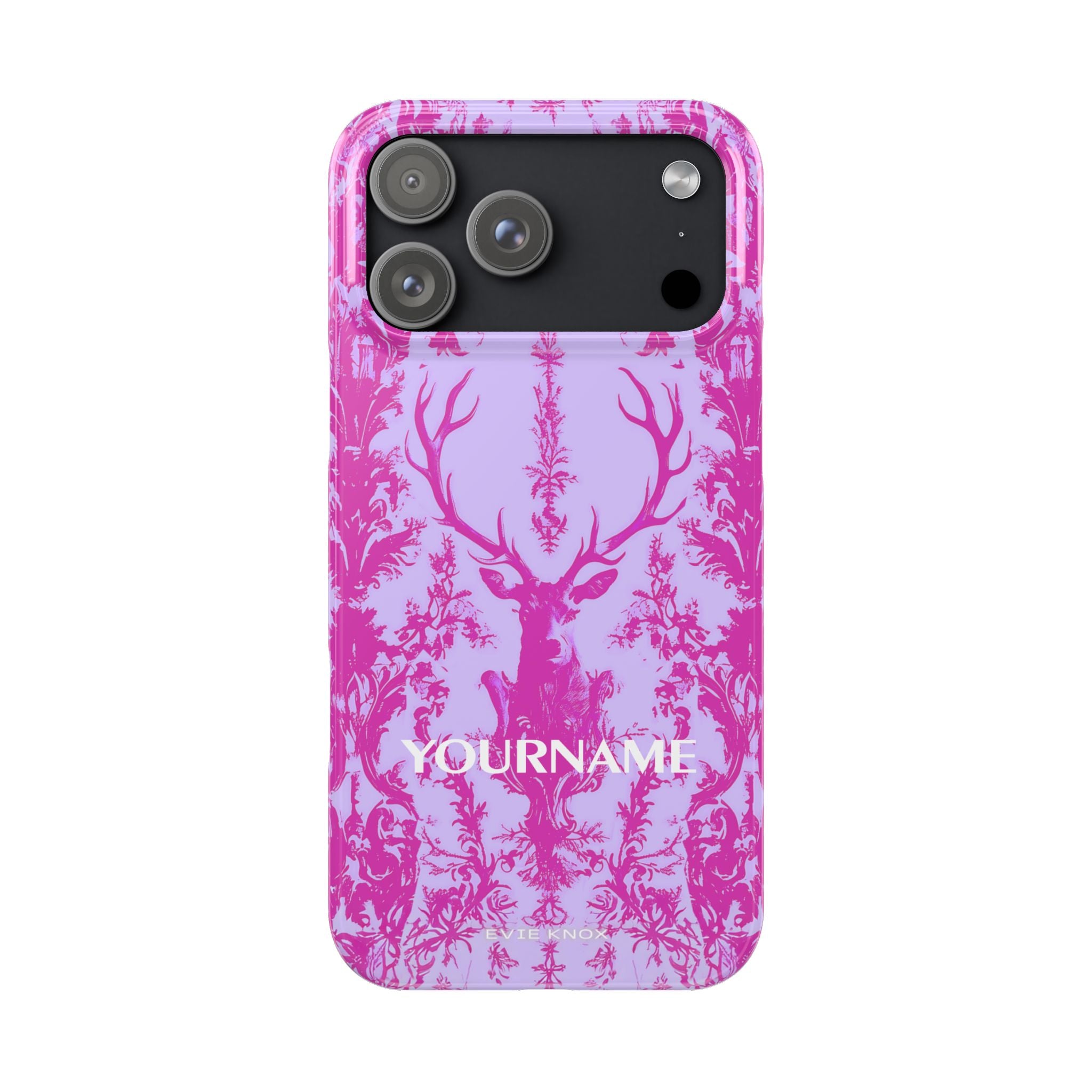 Pink Baroque Deer Slim iPhone Case — Floral Antler Pattern