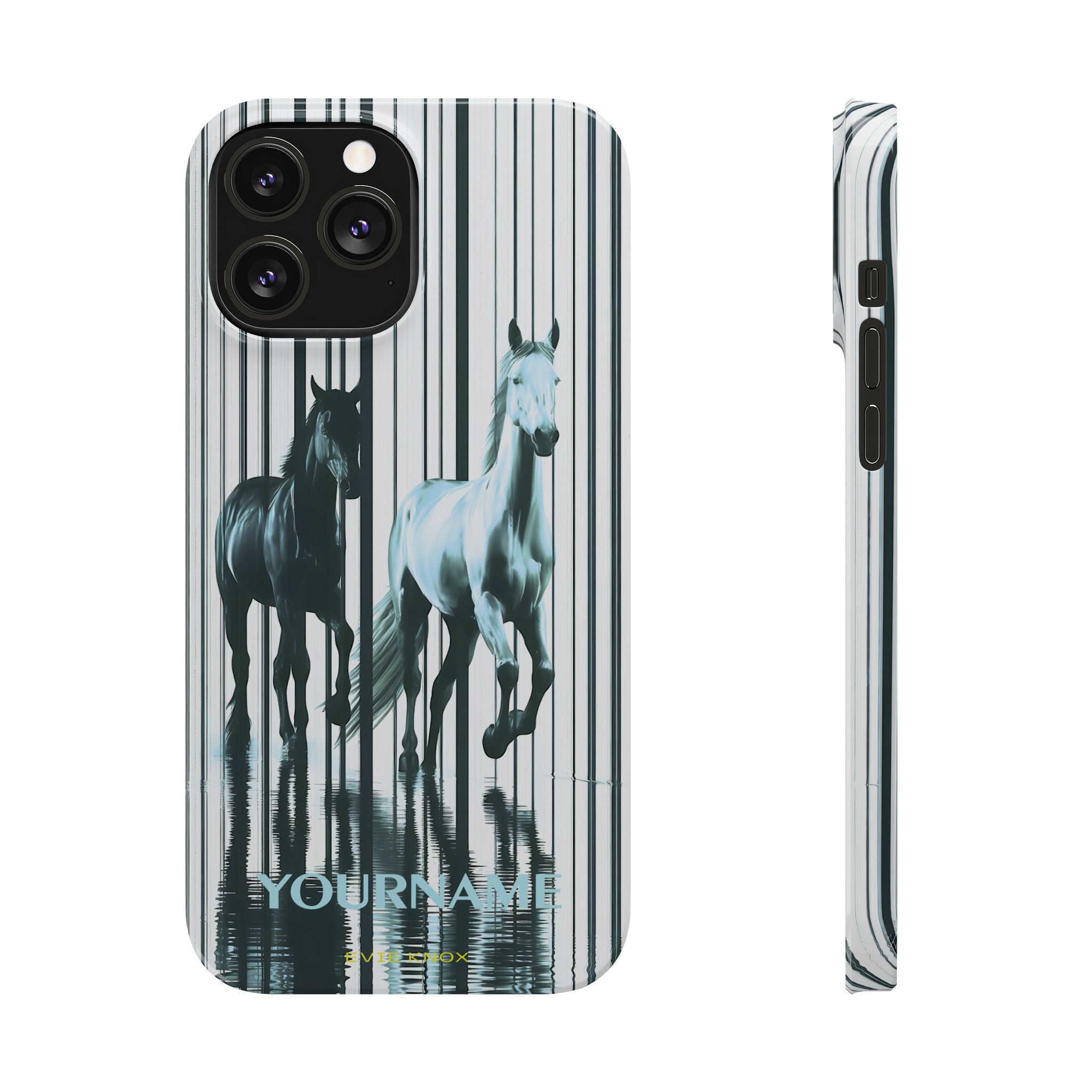 Stallion Mirage Slim iPhone Case – Galloping Horse Black & White Design