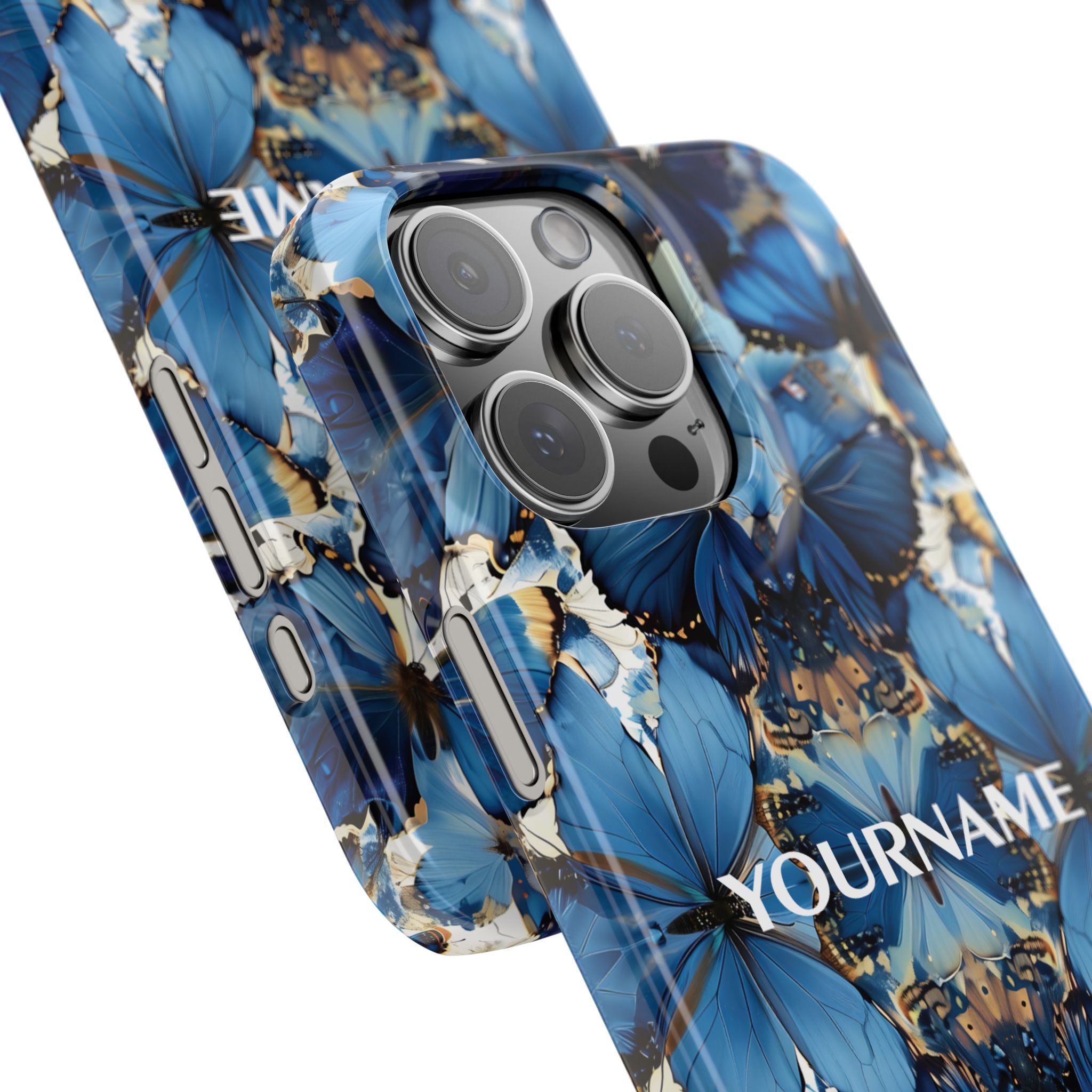 Blue Butterfly Kaleidoscope Slim Case — Protective Symmetry Pattern Phone Cover