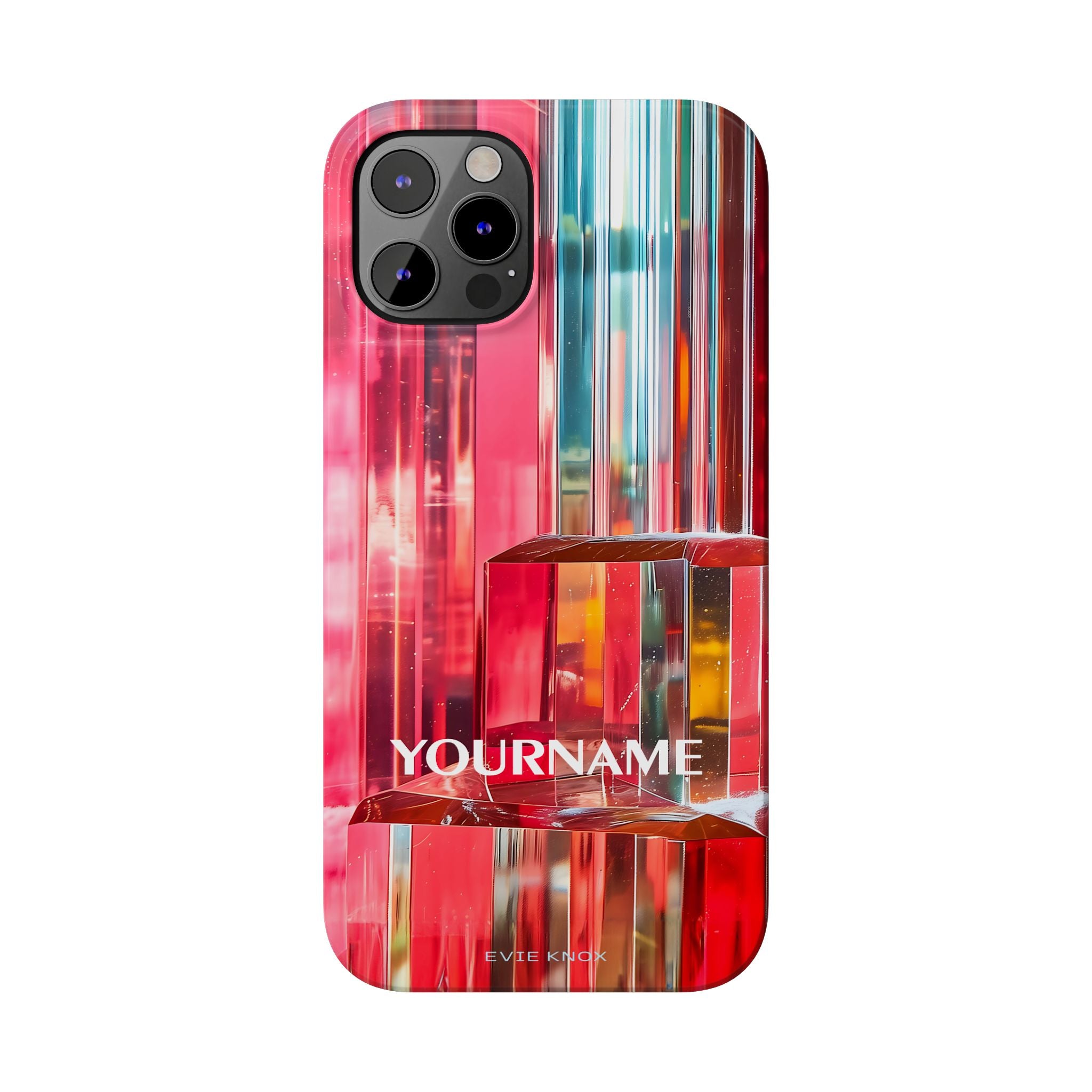 Abstract Prism Slim Phone Case — Red Geometric Crystal Design