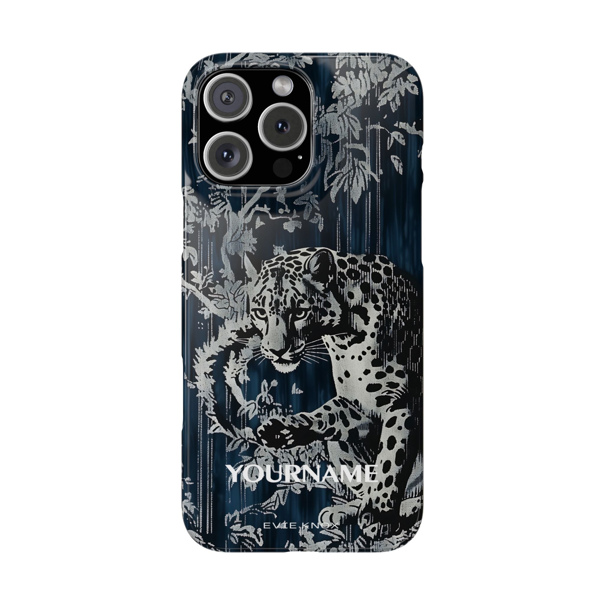 Indigo Leopard Slim Phone Case — Night Jungle Panther Design
