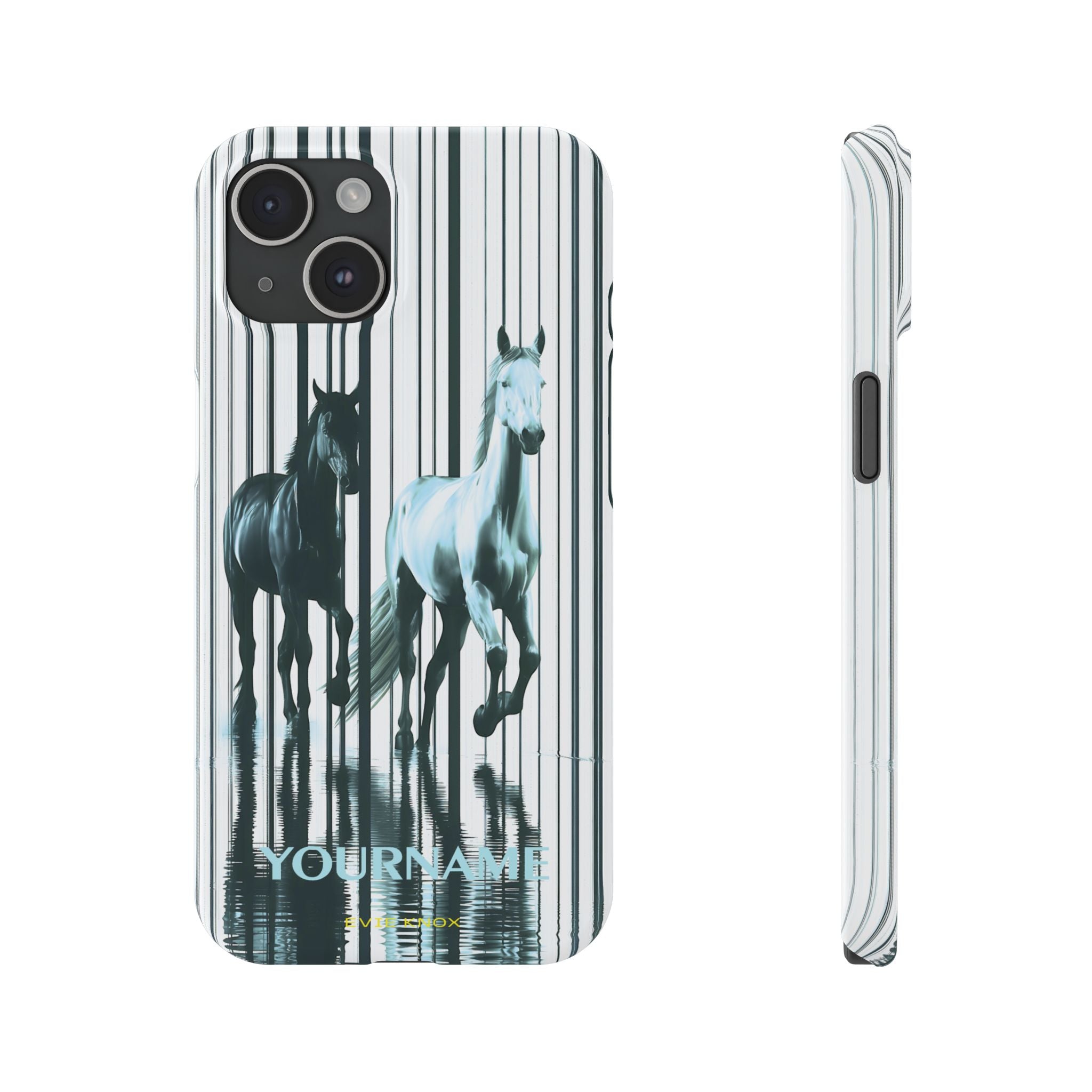 Stallion Mirage Slim iPhone Case – Galloping Horse Black & White Design