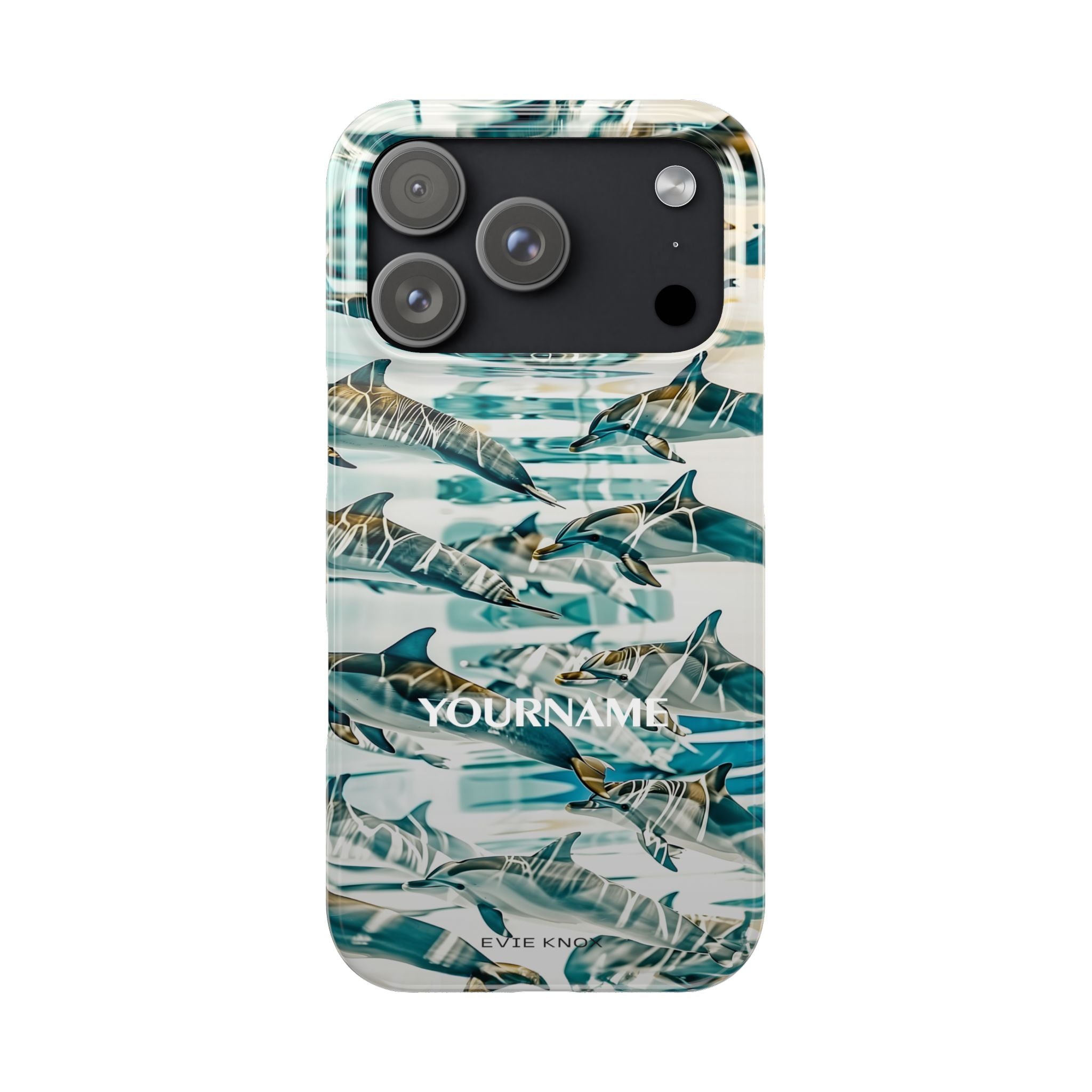 Dolphin Wave Slim Phone Case — Personalized Ocean Pattern