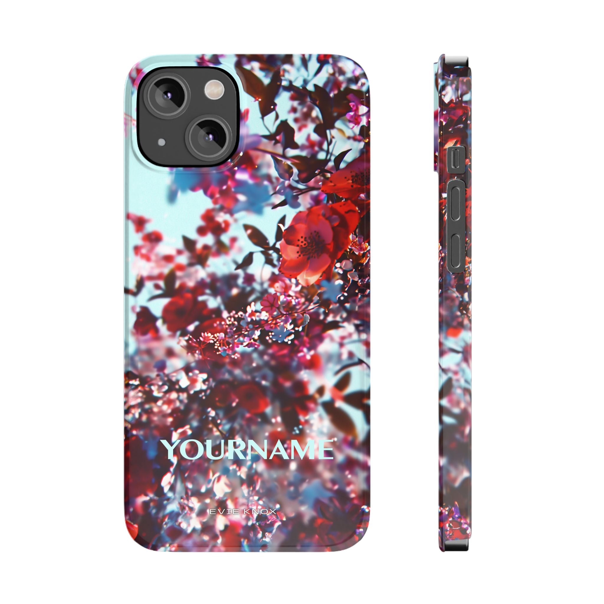 Red Cherry Blossom Floral Slim iPhone Case