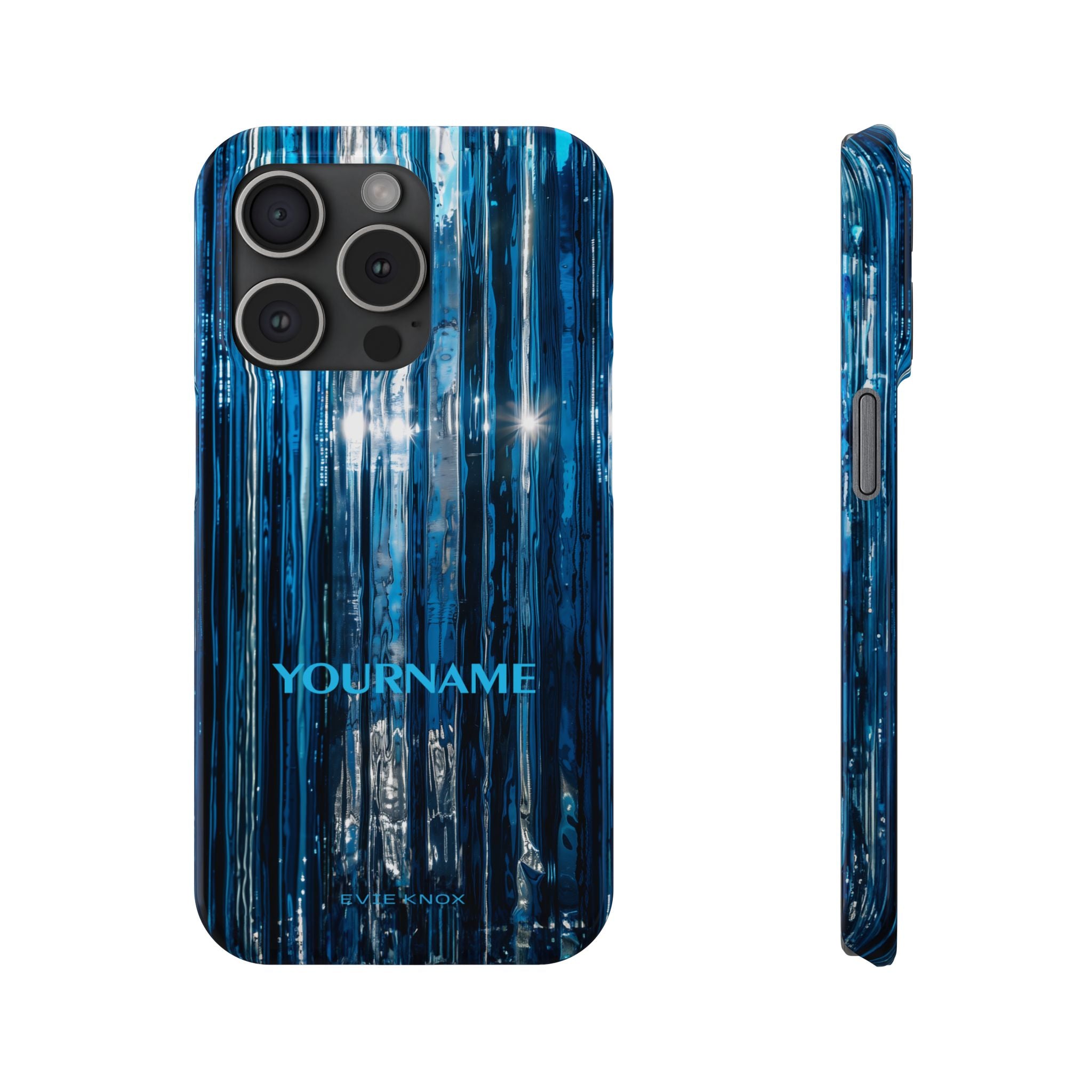 Blue Ribbed Art Glass Effect Slim iPhone Case - Personalized Phone case