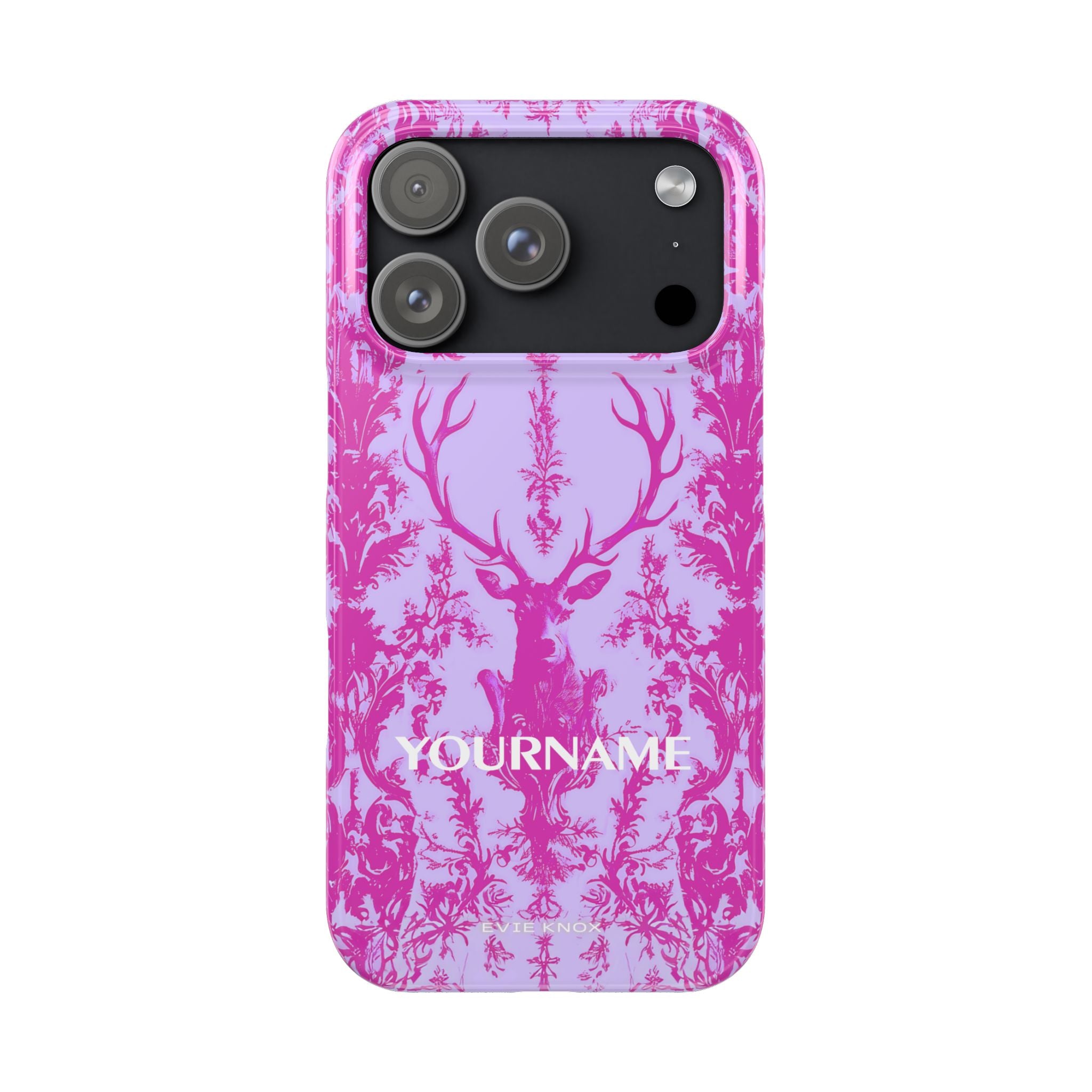 Pink Baroque Deer Slim iPhone Case — Floral Antler Pattern