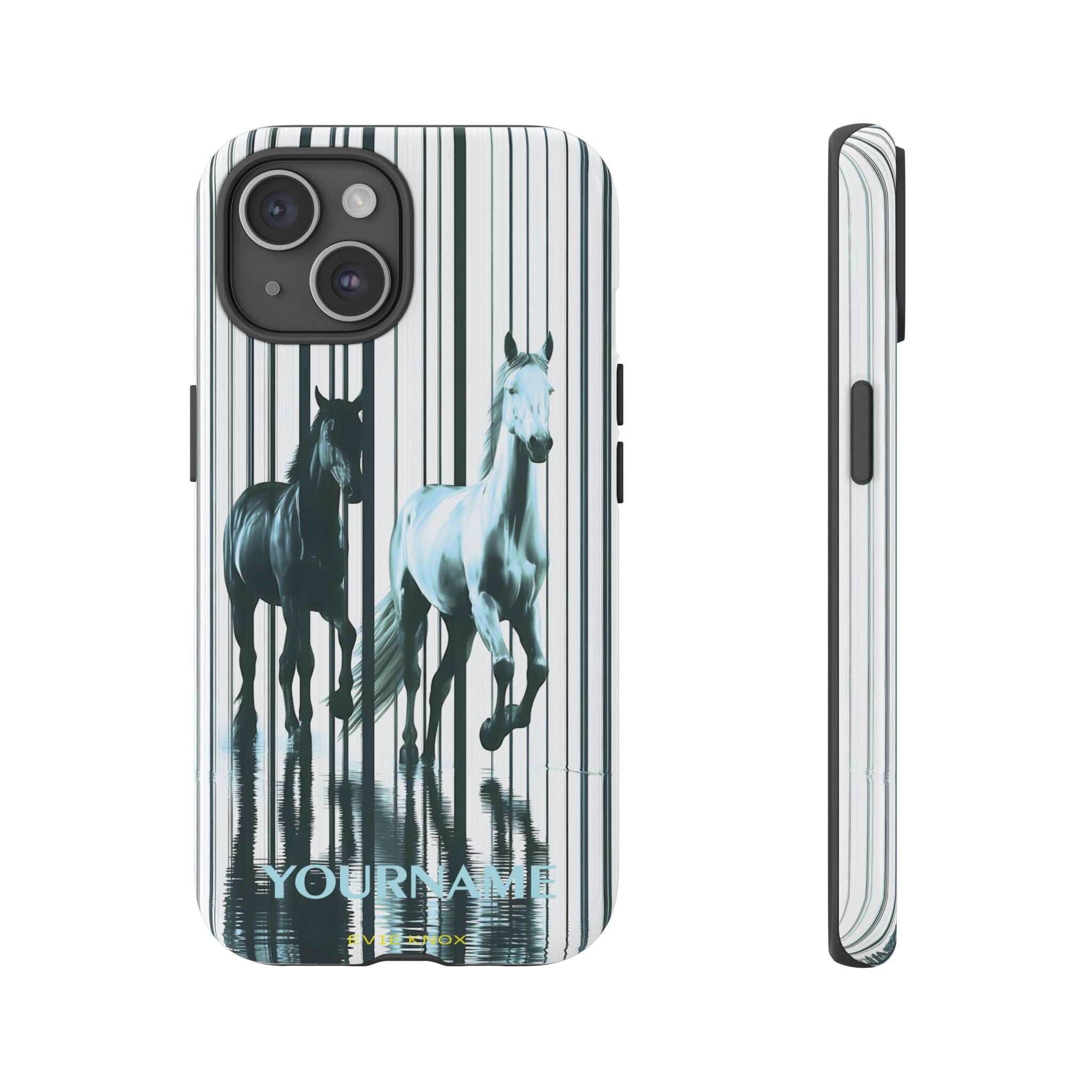 Stallion Mirage Tough iPhone Case – Galloping Horse Black & White Design