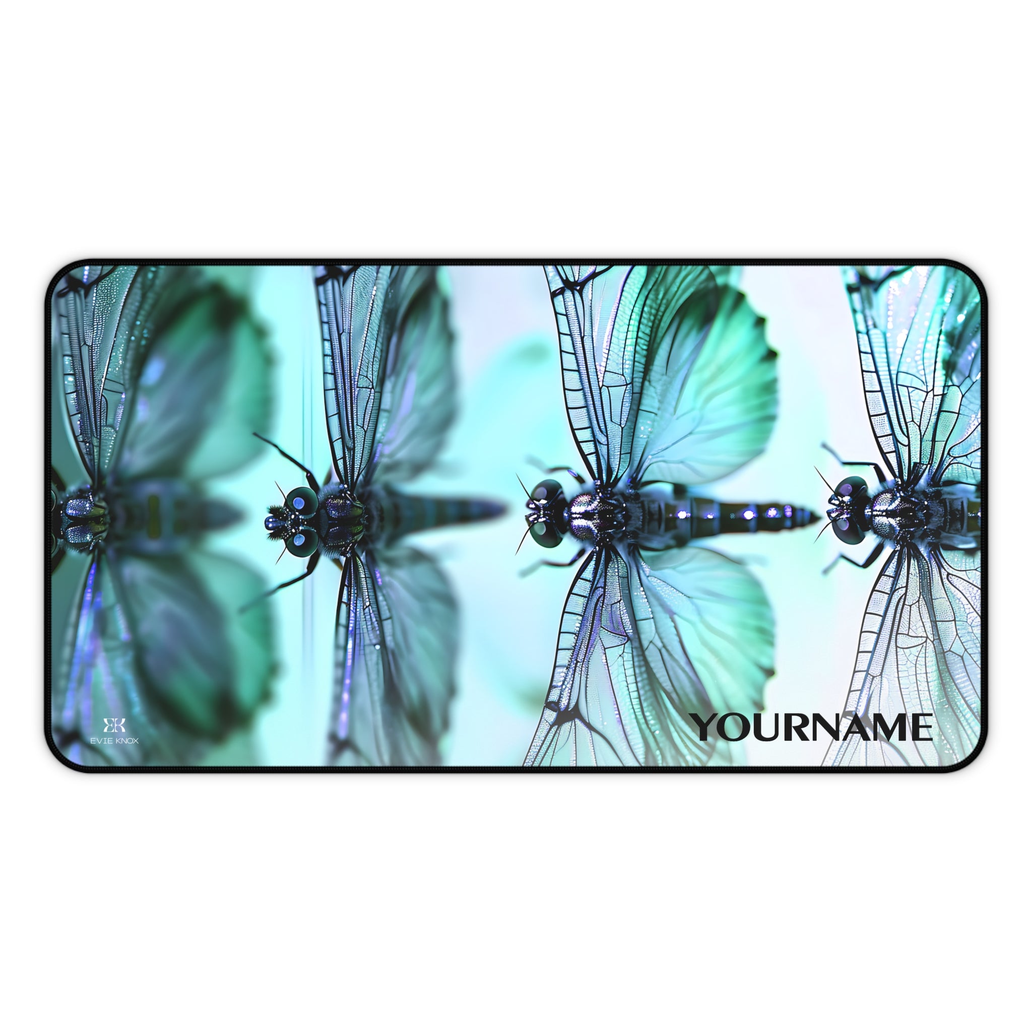 Cool Dragonfly Desk Mat — Teal Insect Art Mouse Pad for Home Office