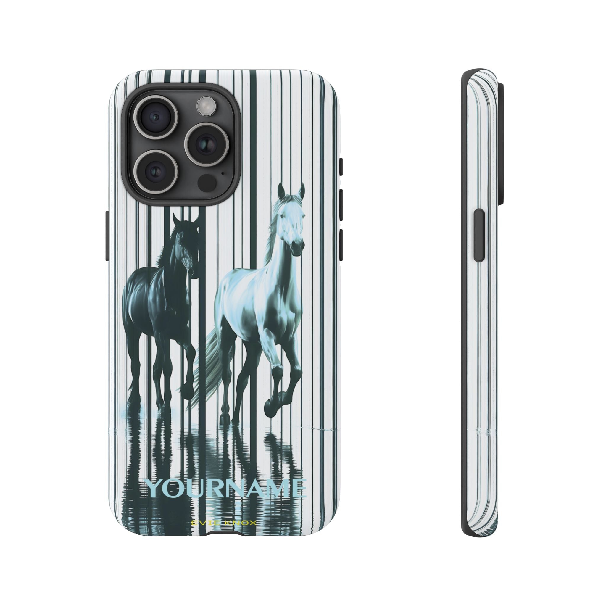 Stallion Mirage Tough iPhone Case – Galloping Horse Black & White Design