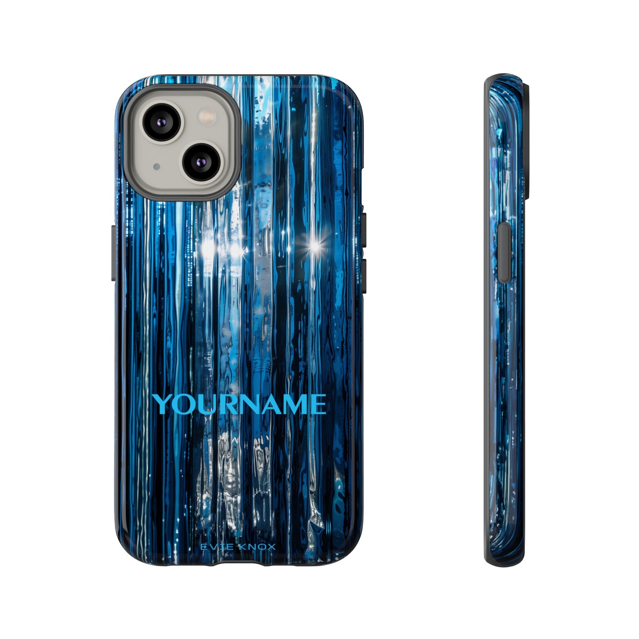Blue Ribbed Art Glass Effect Tough iPhone Case - Personalized Phone case