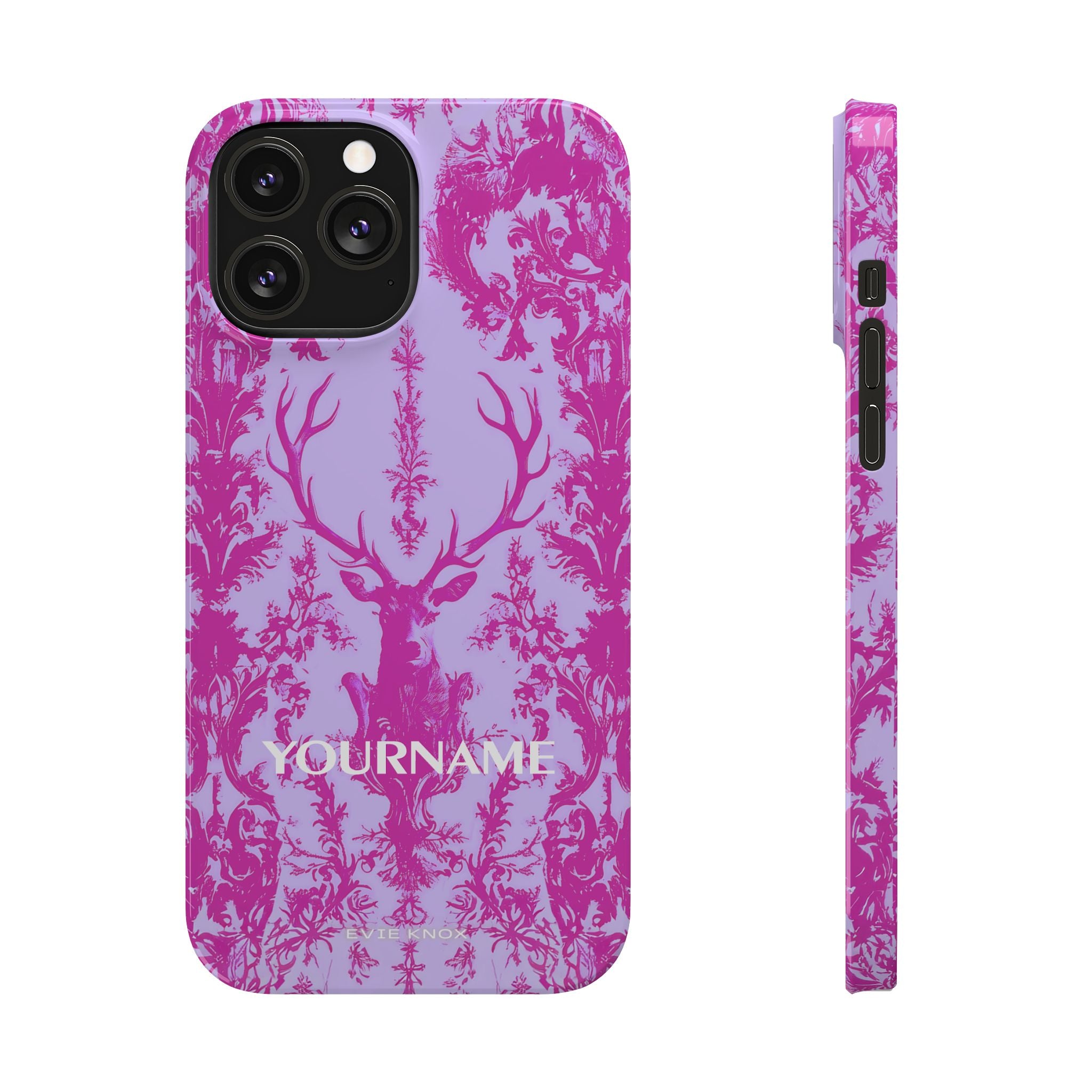 Pink Baroque Deer Slim iPhone Case — Floral Antler Pattern