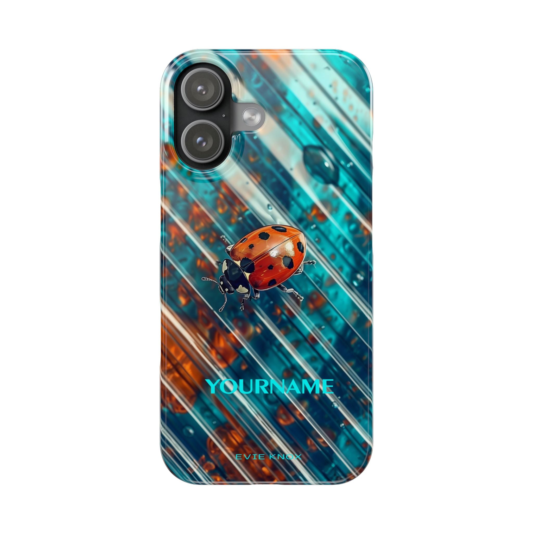 Little Lady Ladybug on Blue Protective Slim Phone Case