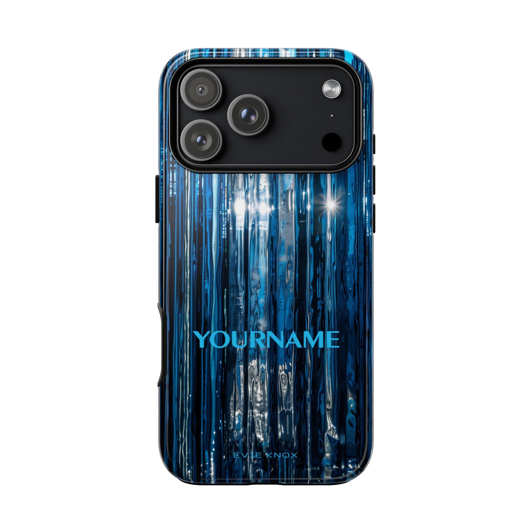 Blue Ribbed Art Glass Effect Tough iPhone Case - Personalized Phone case