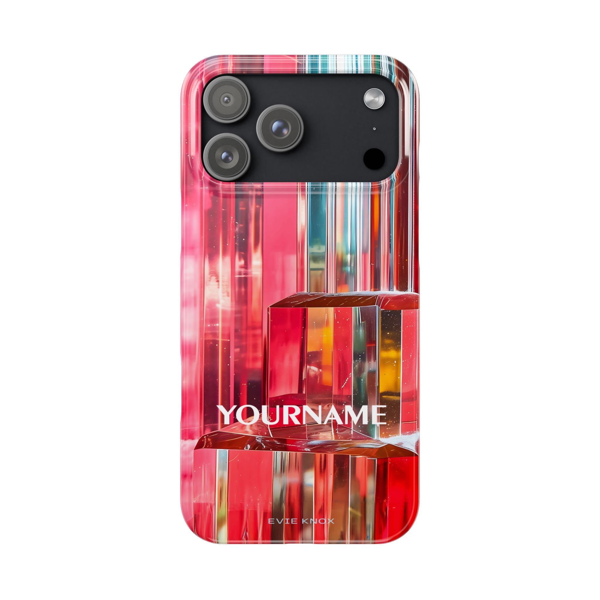 Abstract Prism Slim Phone Case — Red Geometric Crystal Design