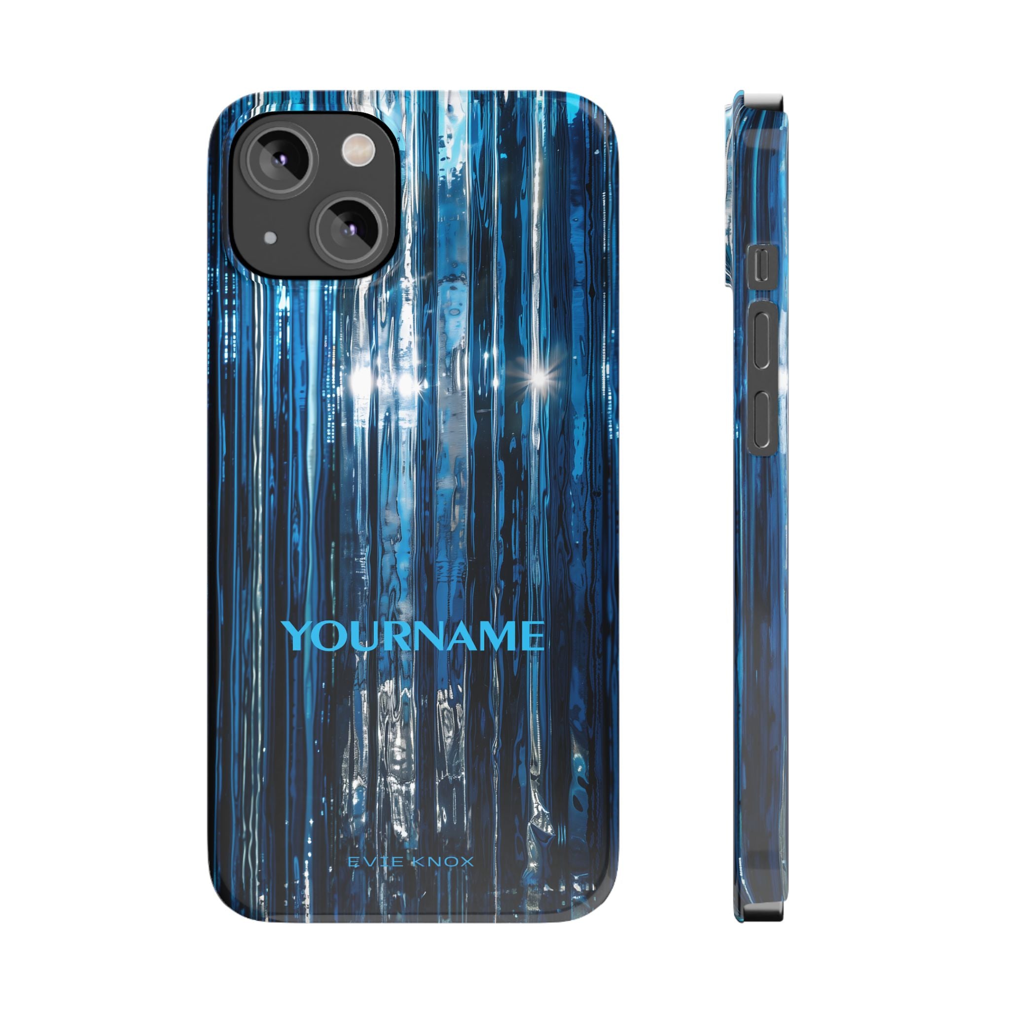 Blue Ribbed Art Glass Effect Slim iPhone Case - Personalized Phone case