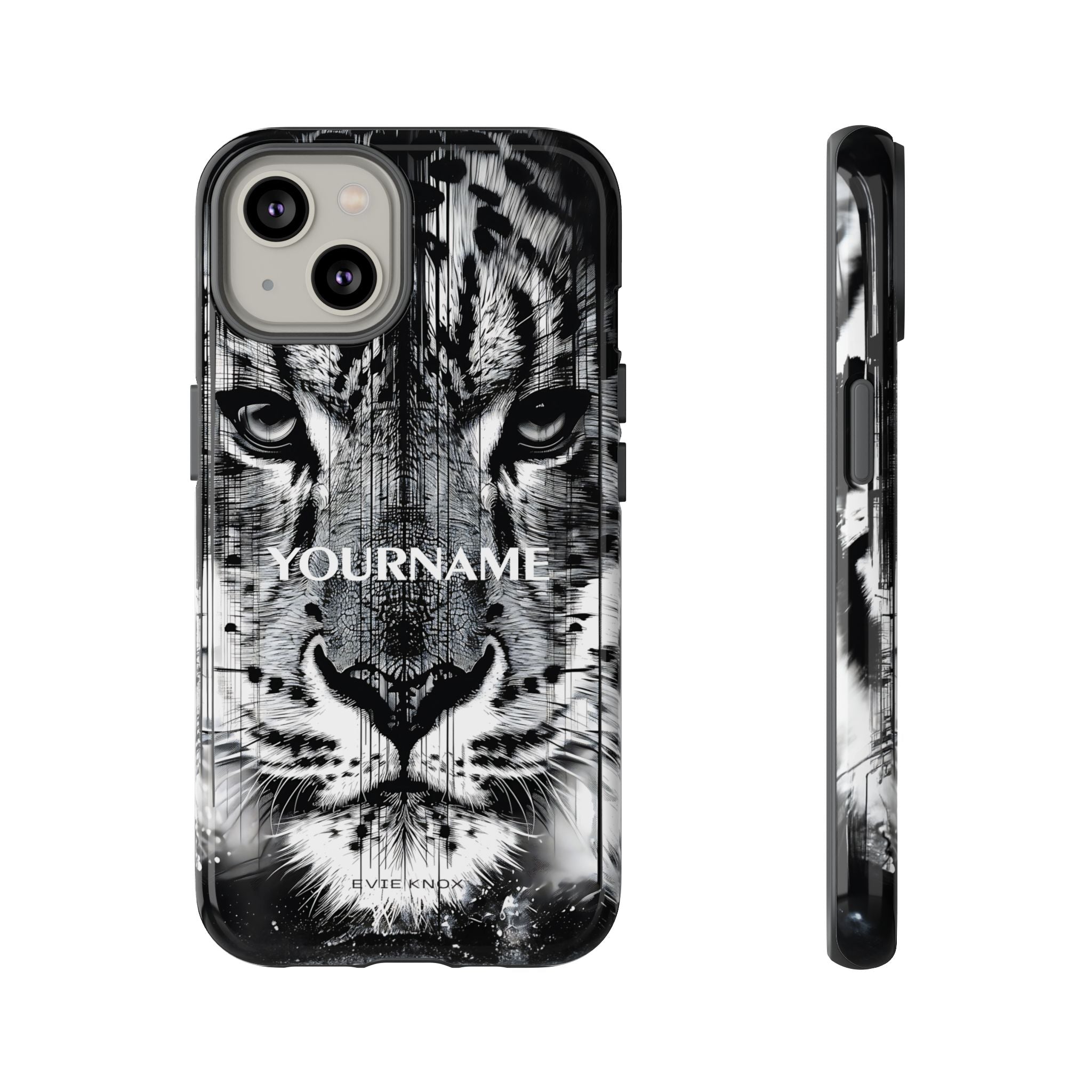 Siberian Tiger Face Tough iPhone Case — Black & White Protective Case