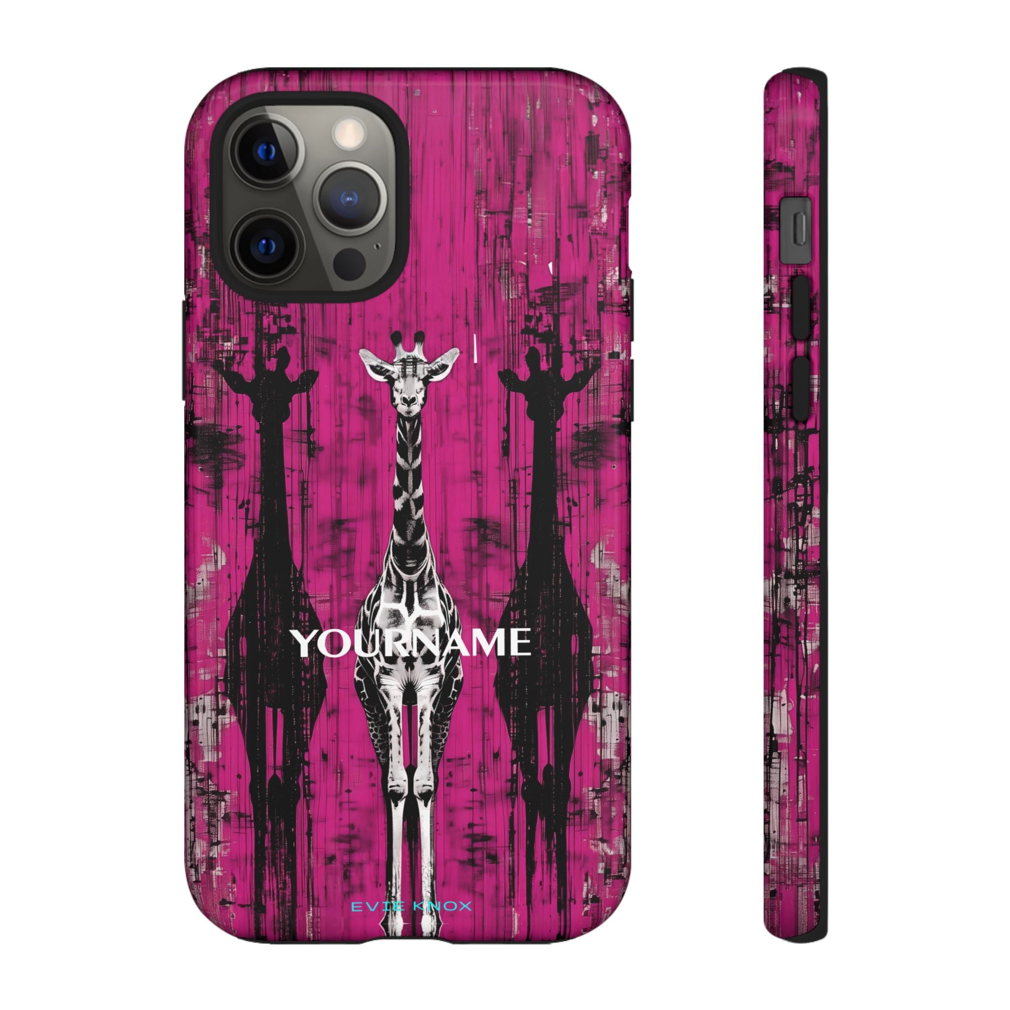 Giraffes on Berry iPhone Tough Case — Glossy Full‑Wrap Protection