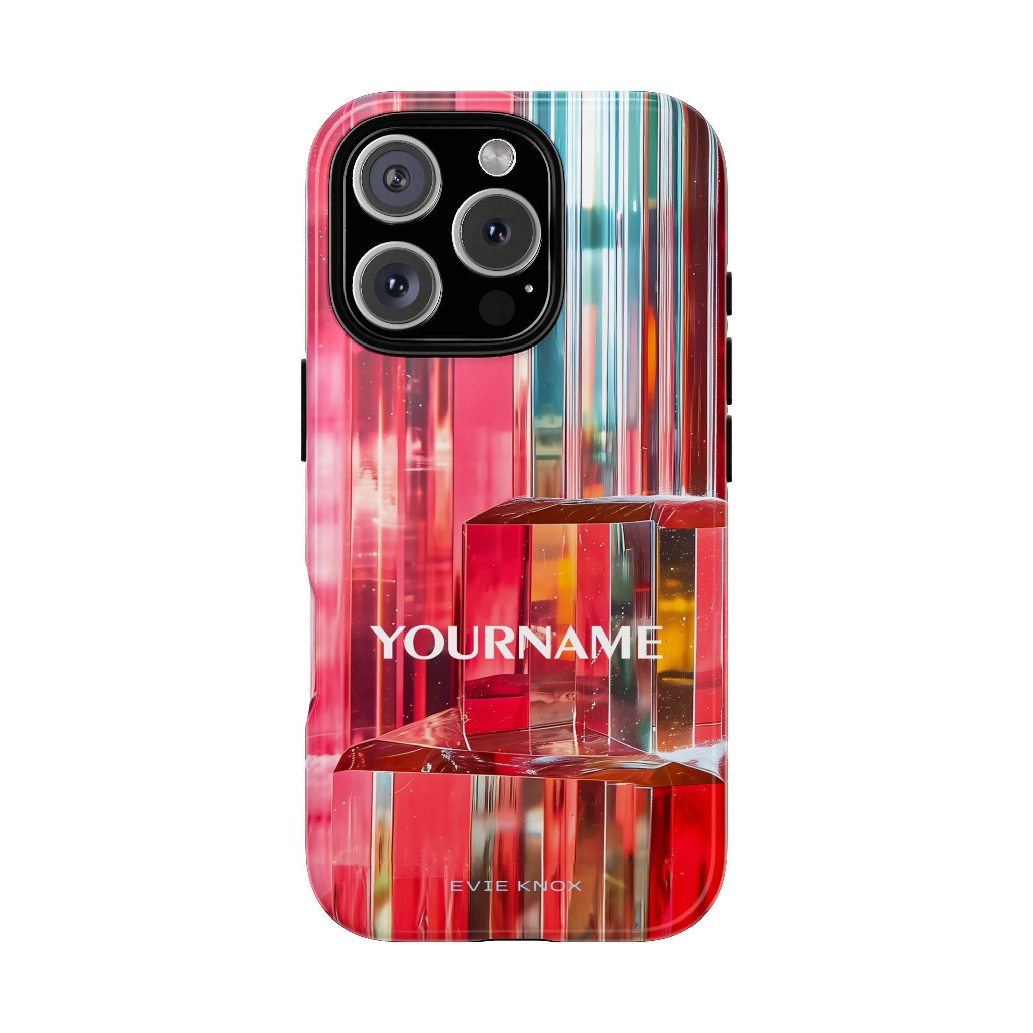 Abstract Prism Tough Phone Case — Red Geometric Crystal Design