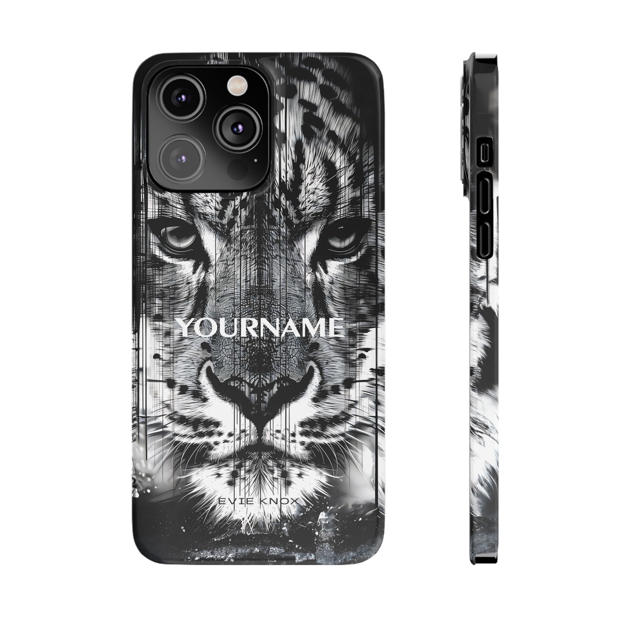 Siberian Tiger Face Slim iPhone Case — Black & White Protective Case