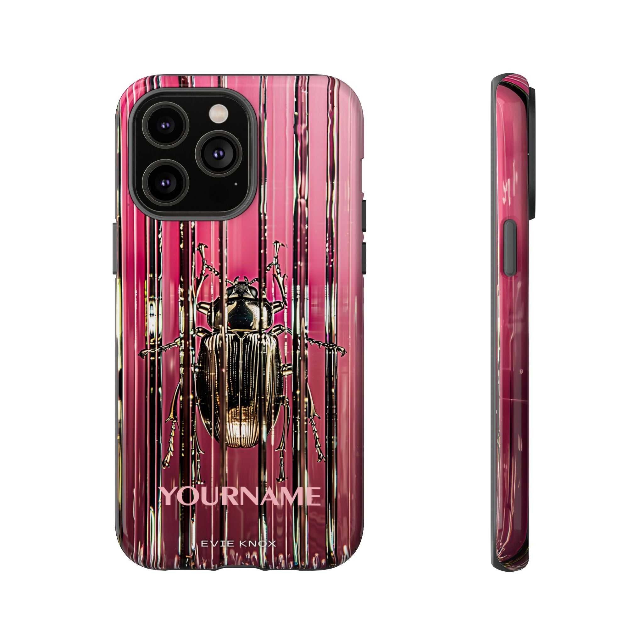 Pink Silver Beetle In Art Glass Tough iPhone Case