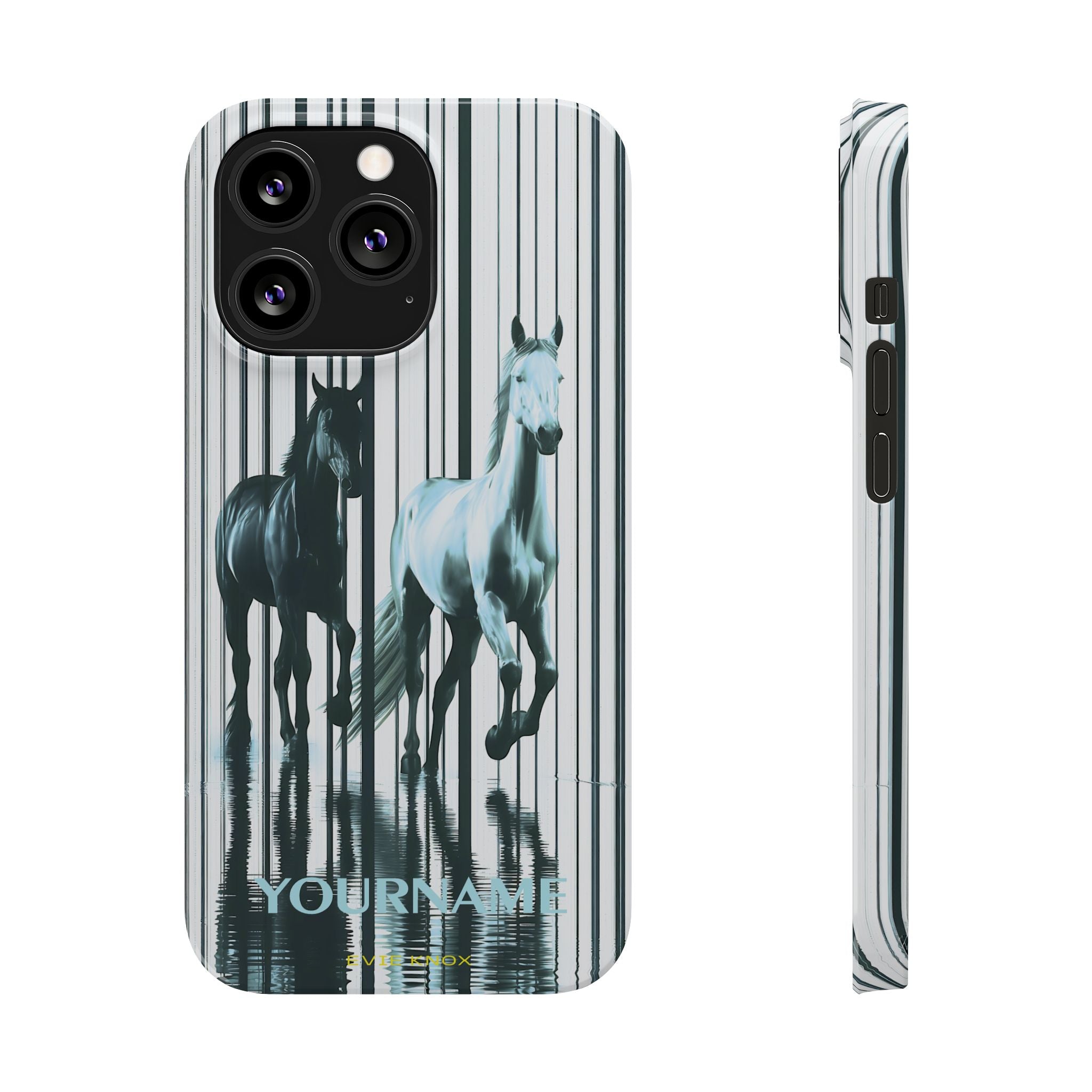 Stallion Mirage Slim iPhone Case – Galloping Horse Black & White Design