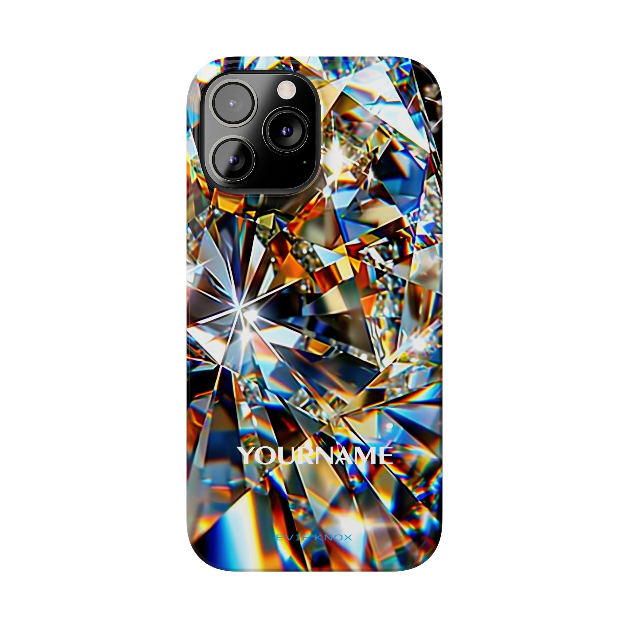 Crystal Facet Slim Phone Case — Iridescent Diamond Pattern