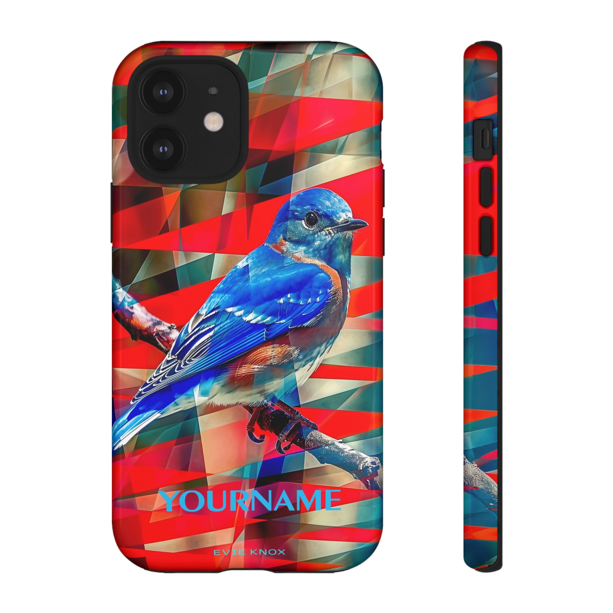 Bluebird Tough Phone Case — Vibrant Geometric Nature Design