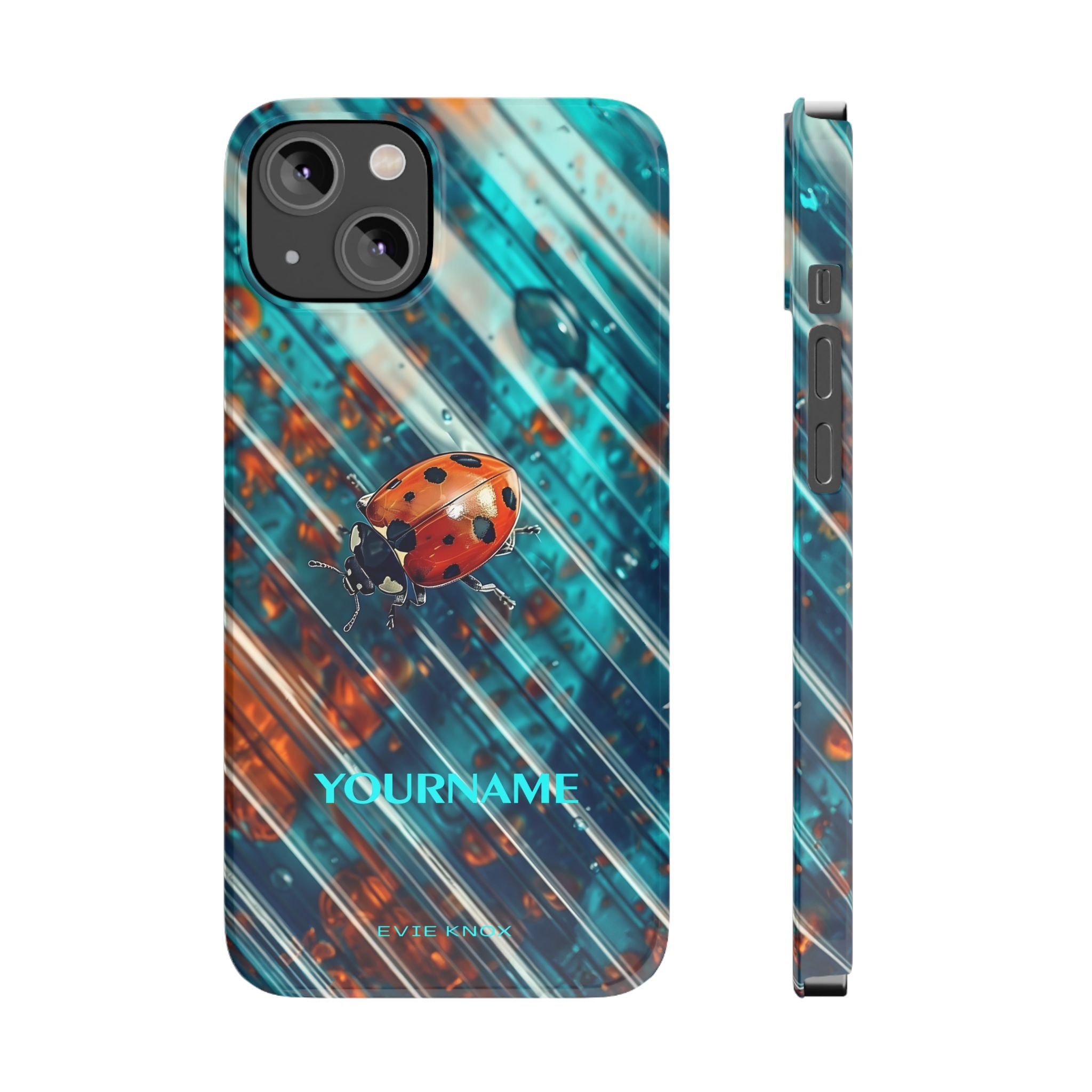 Little Lady Ladybug on Blue Protective Slim Phone Case
