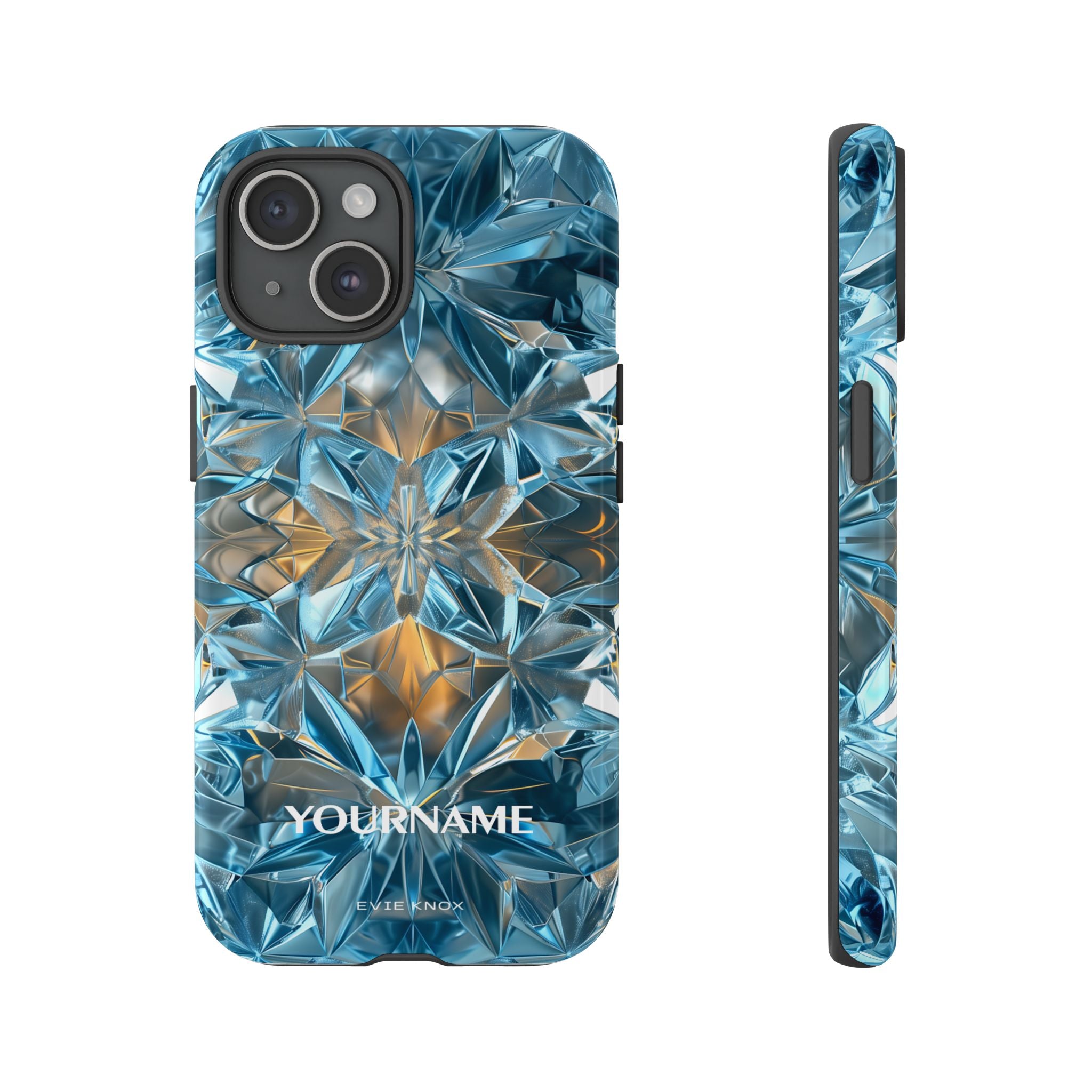 Blue Crystal Kaleidoscope Phone Case — Tough Protective iPhone Cover