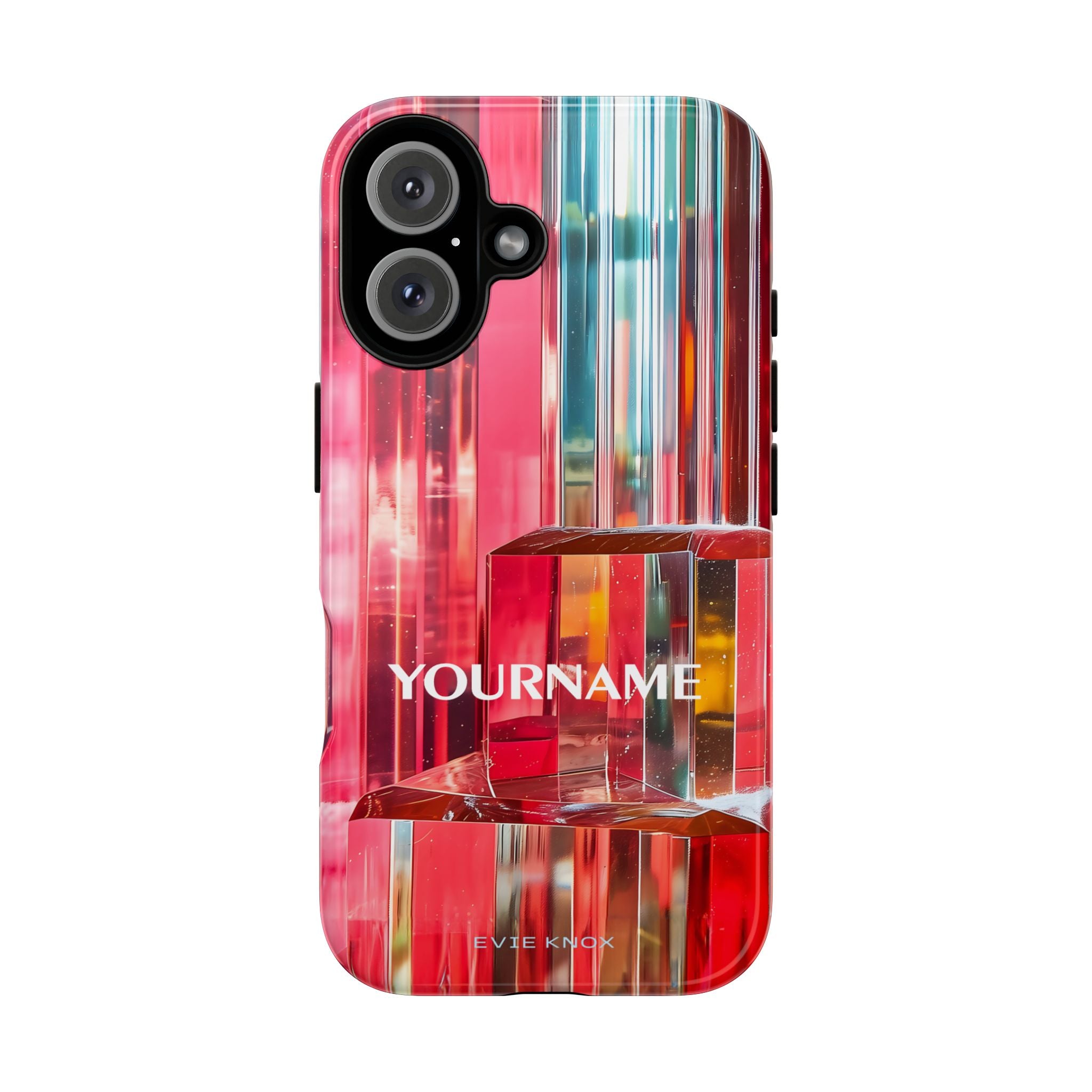 Abstract Prism Tough Phone Case — Red Geometric Crystal Design