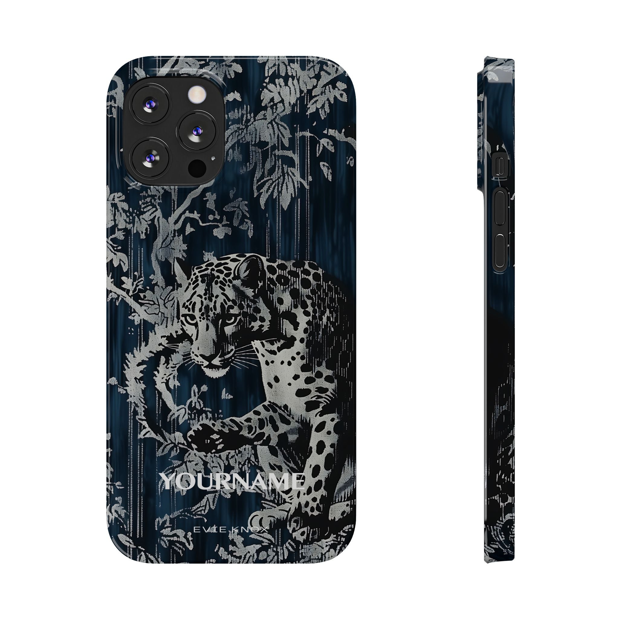 Indigo Leopard Slim Phone Case — Night Jungle Panther Design