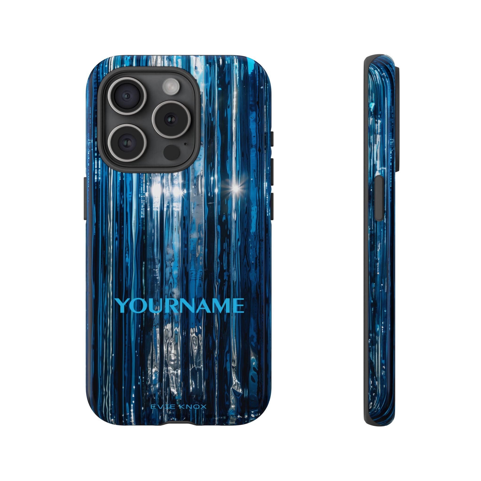 Blue Ribbed Art Glass Effect Tough iPhone Case - Personalized Phone case