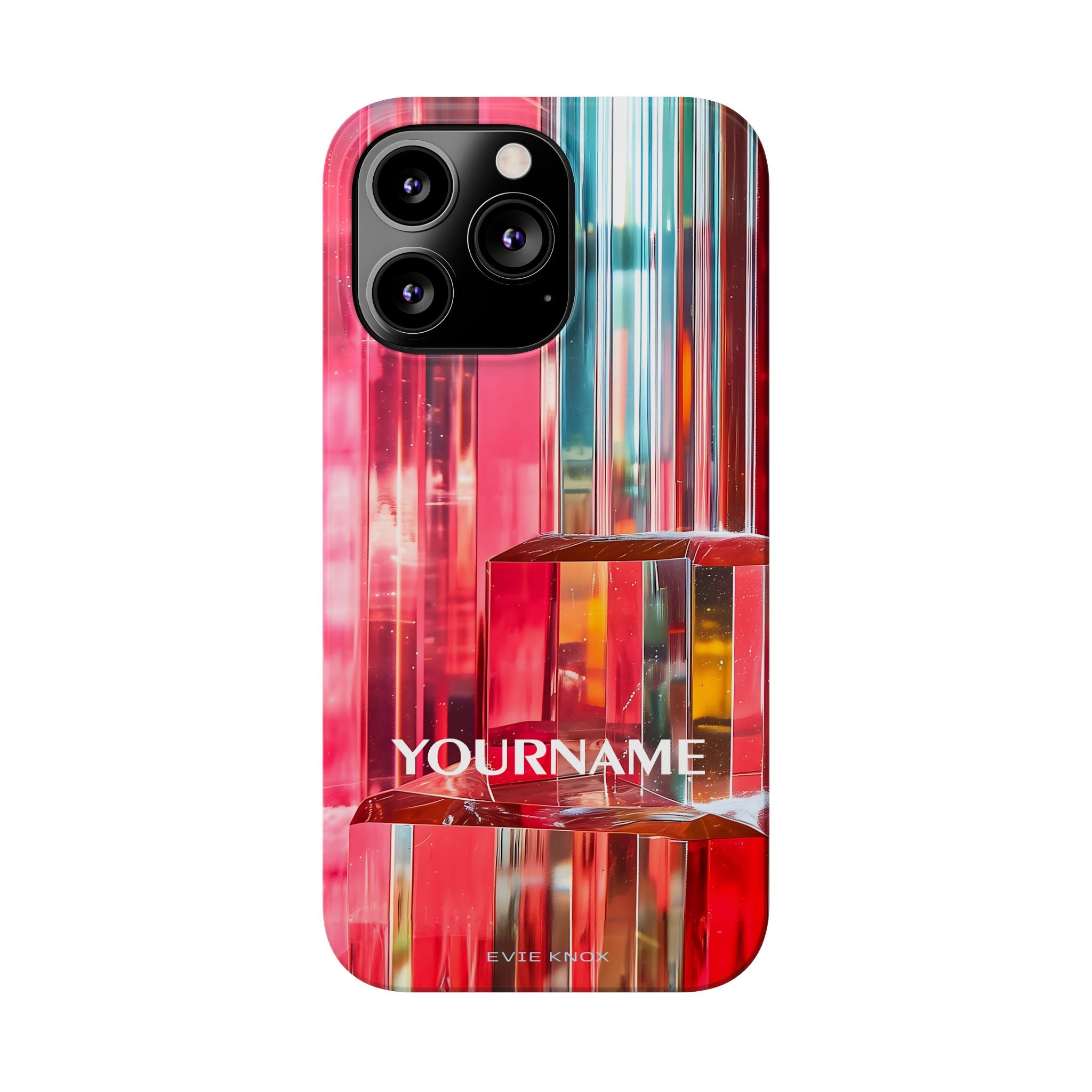 Abstract Prism Slim Phone Case — Red Geometric Crystal Design