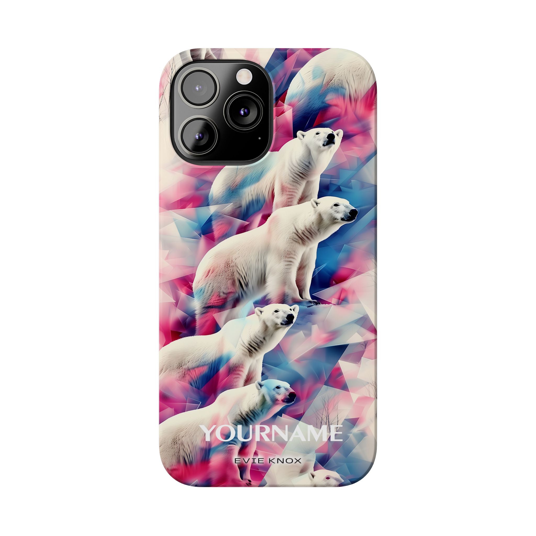 Polar Bear Prism Slim Phone Case — Colorful Personalizable Arctic Design